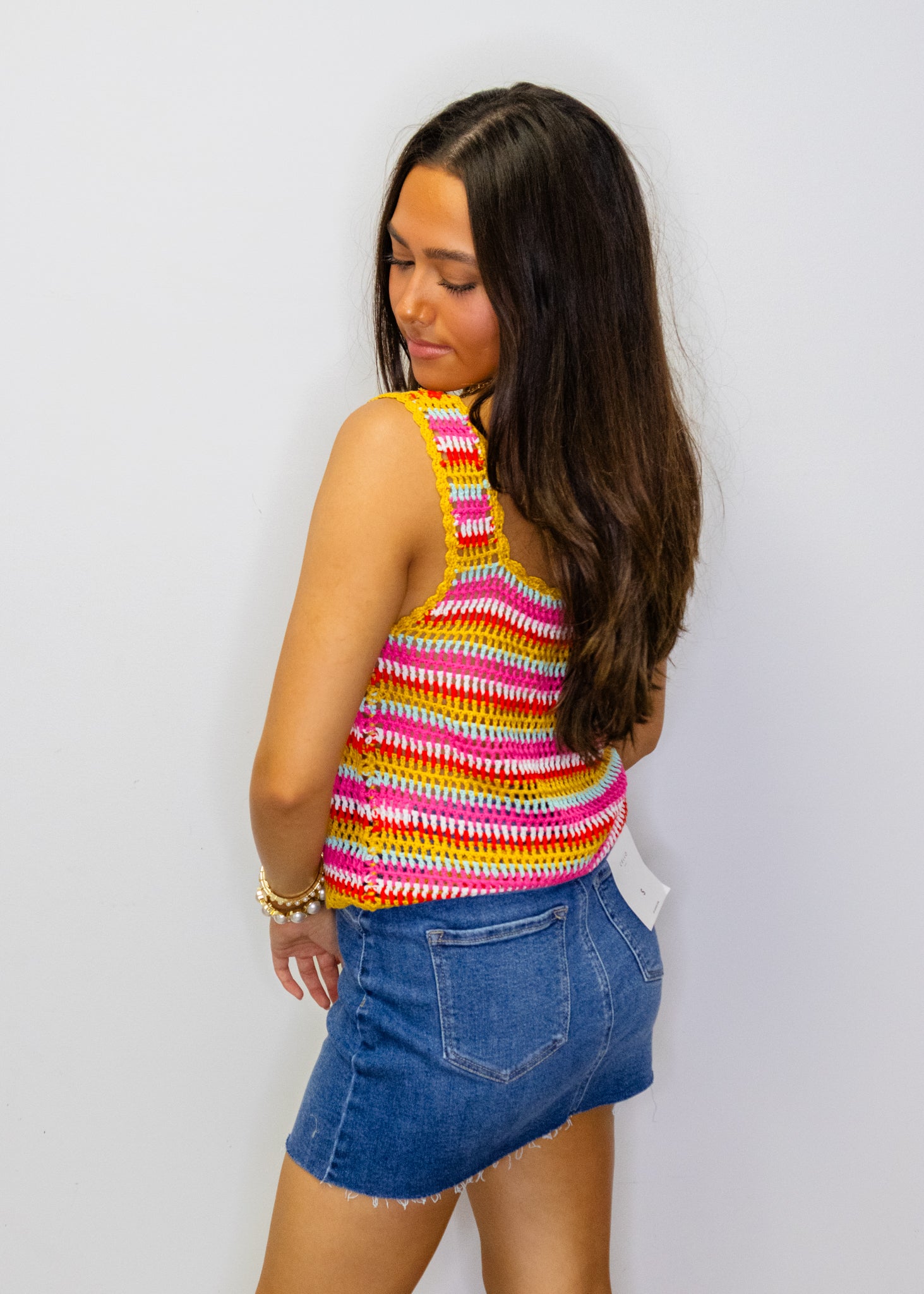 Multi Stripe Crochet Tank