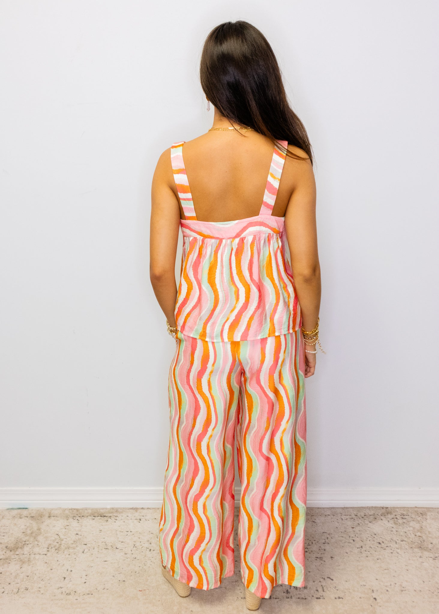 Pink Multi Wavy Print Pants