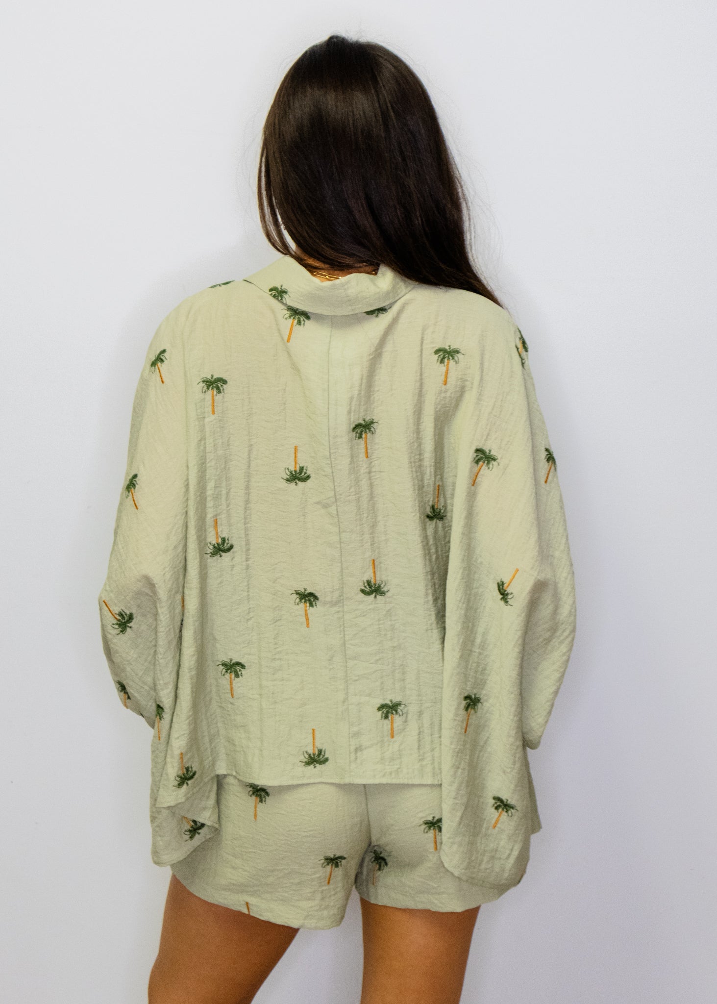 Sage Palm Tree Shorts Set