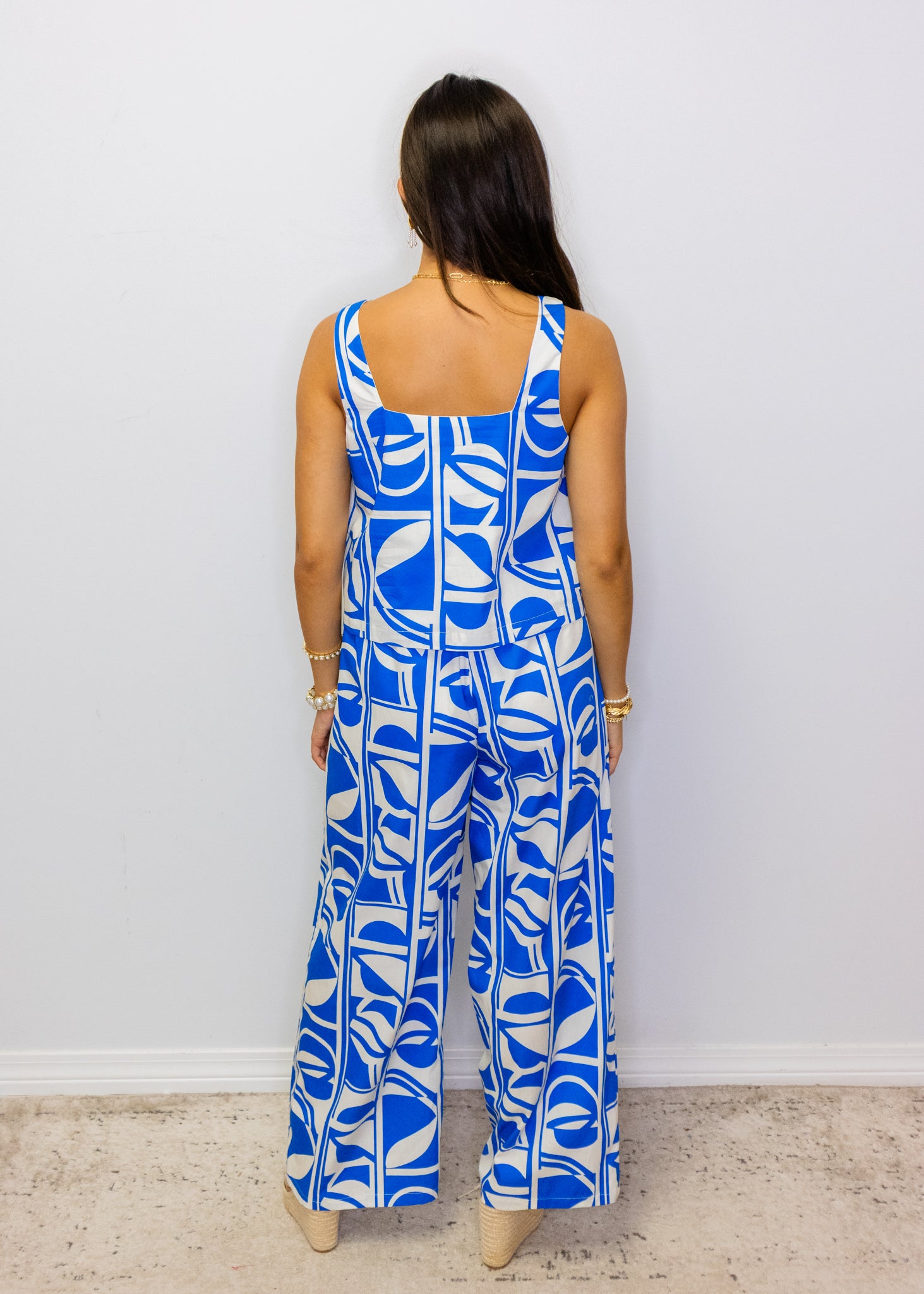 Blue Geometric Print Top