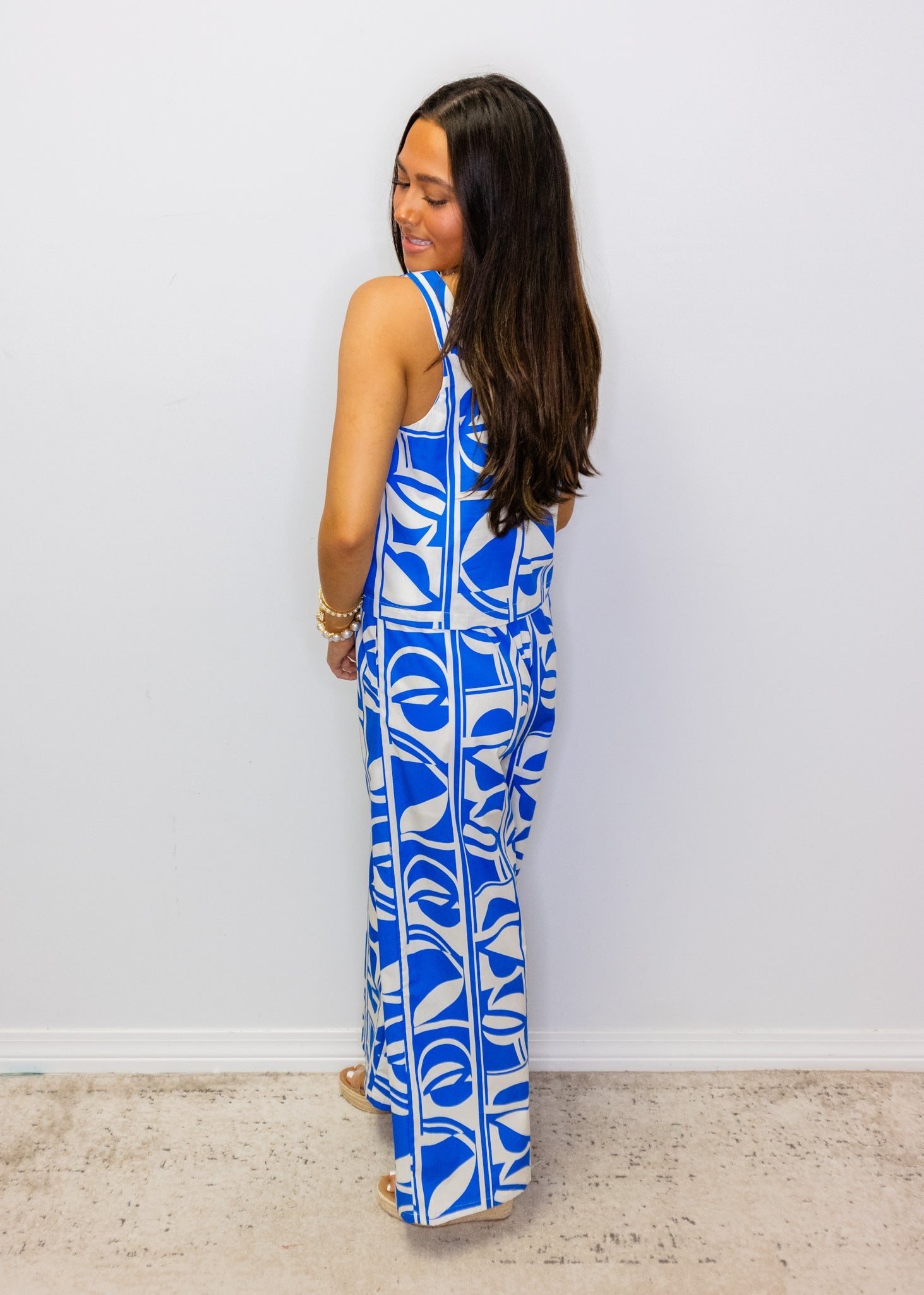 Blue Geometric Print Top