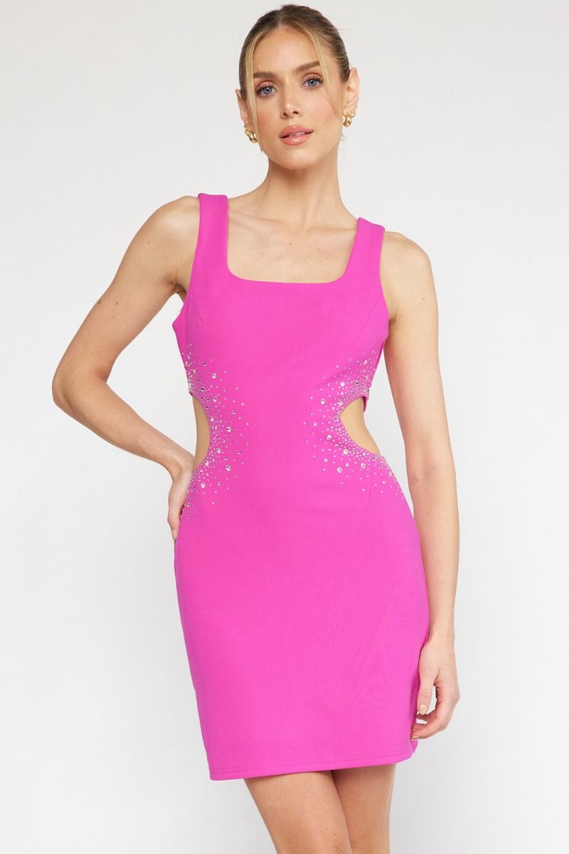 Barbie Pink Cut Out Rhinestone Dress