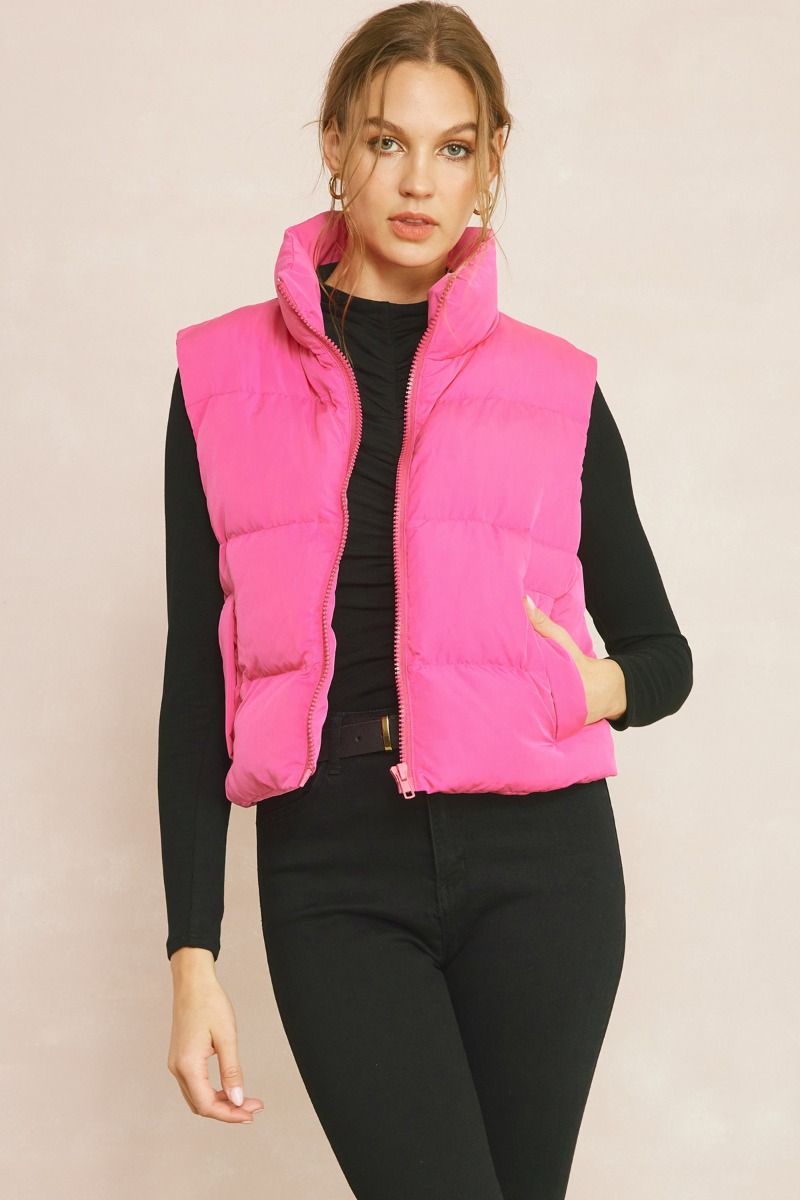 Pink Zip Up Puffer Vest
