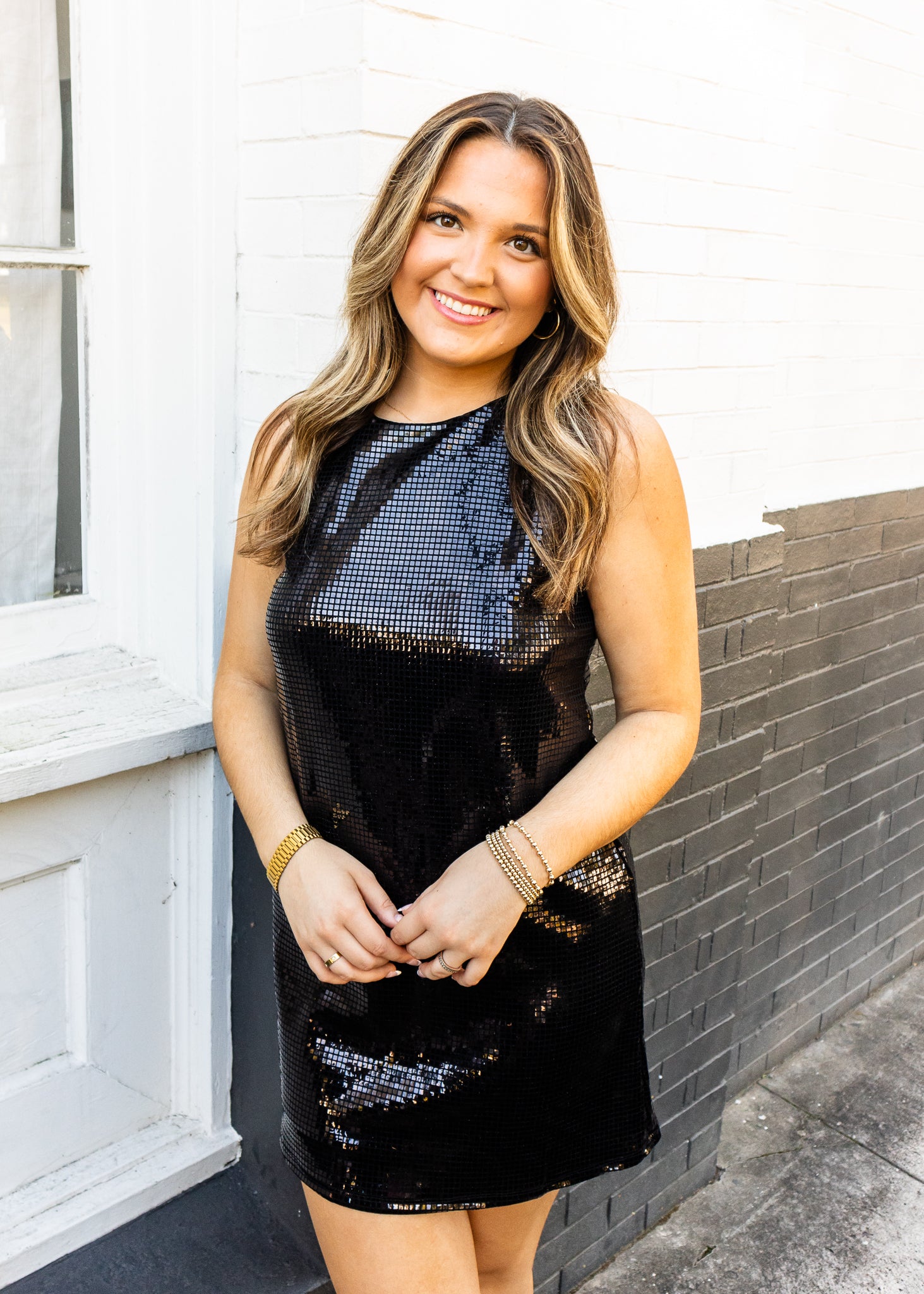 Black Sleeveless Sequin Dress