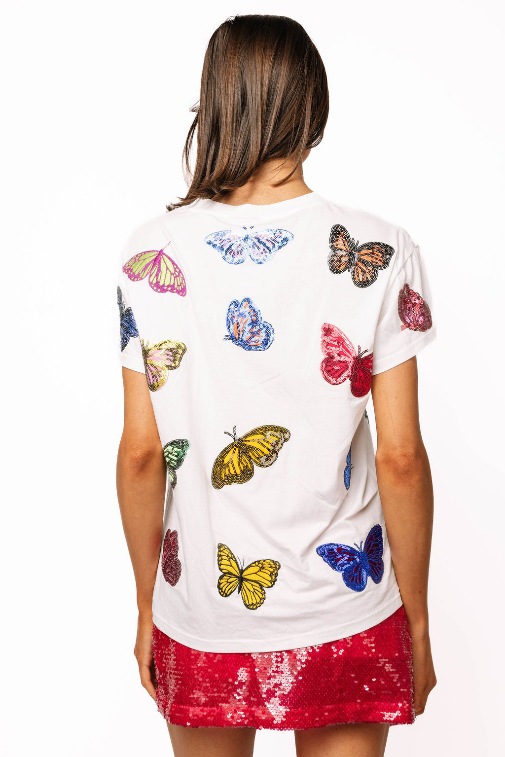 White Multi Butterfly Tee