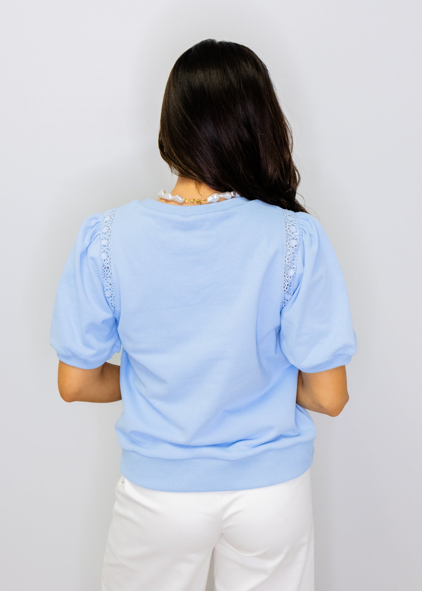 Sky Blue Crochet Detail Top