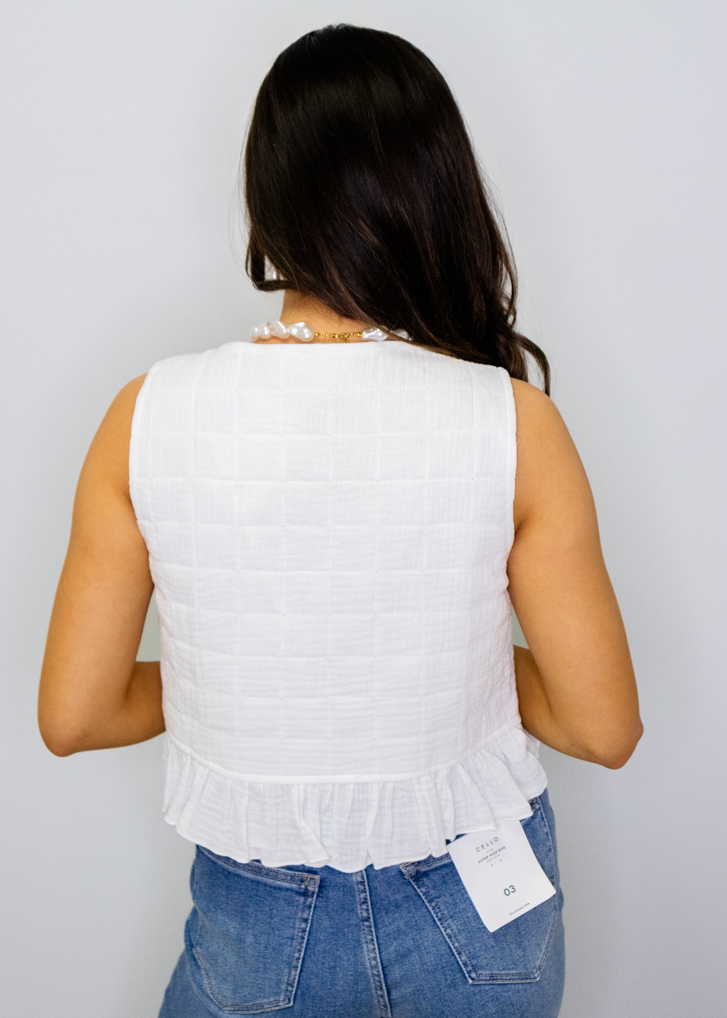 White Embroidered Tie Vest