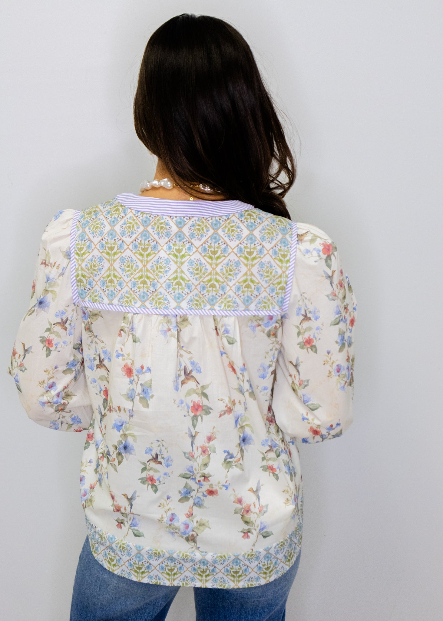 Beige Floral Mix Top