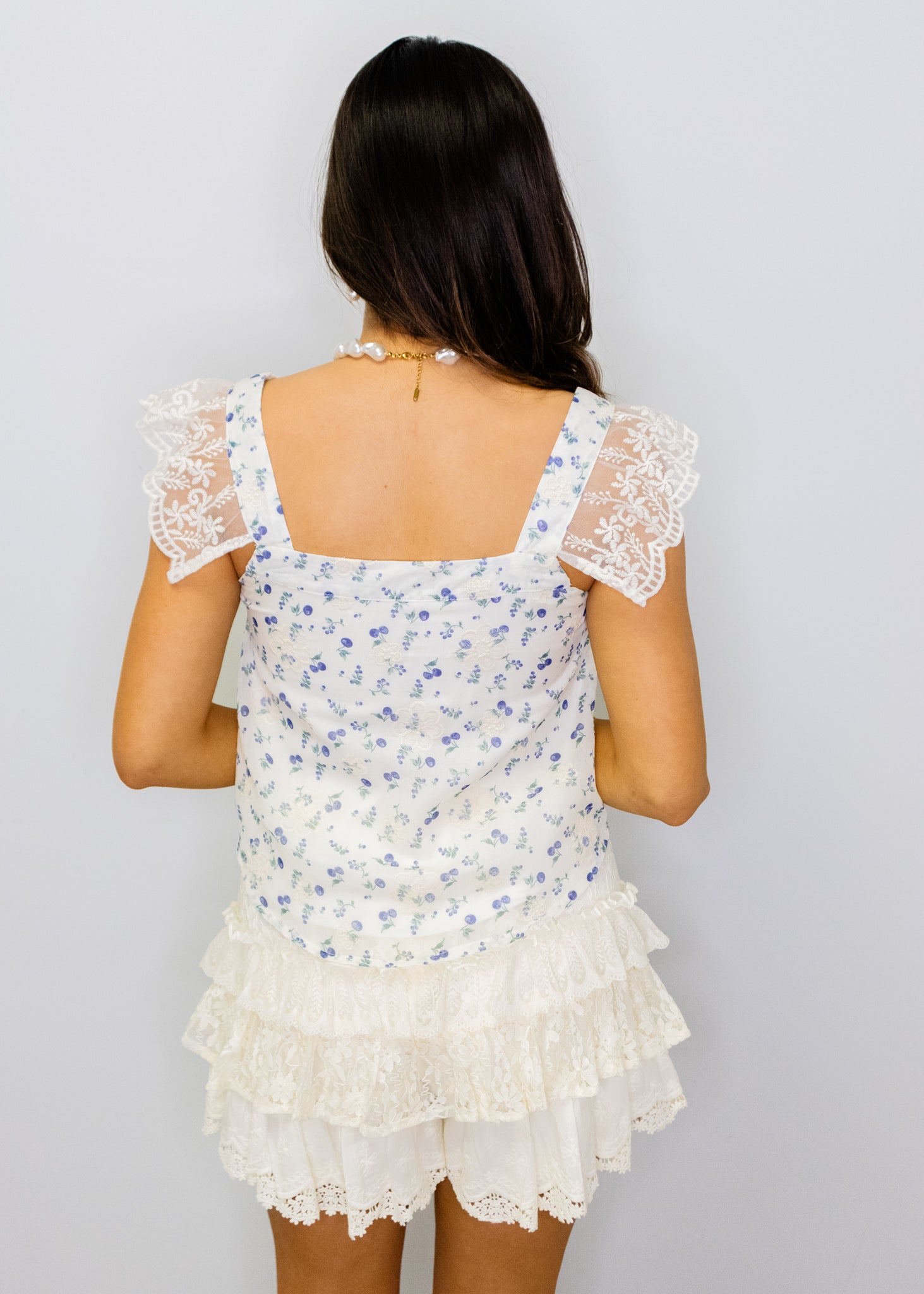 Cream Lace Tiered Skort