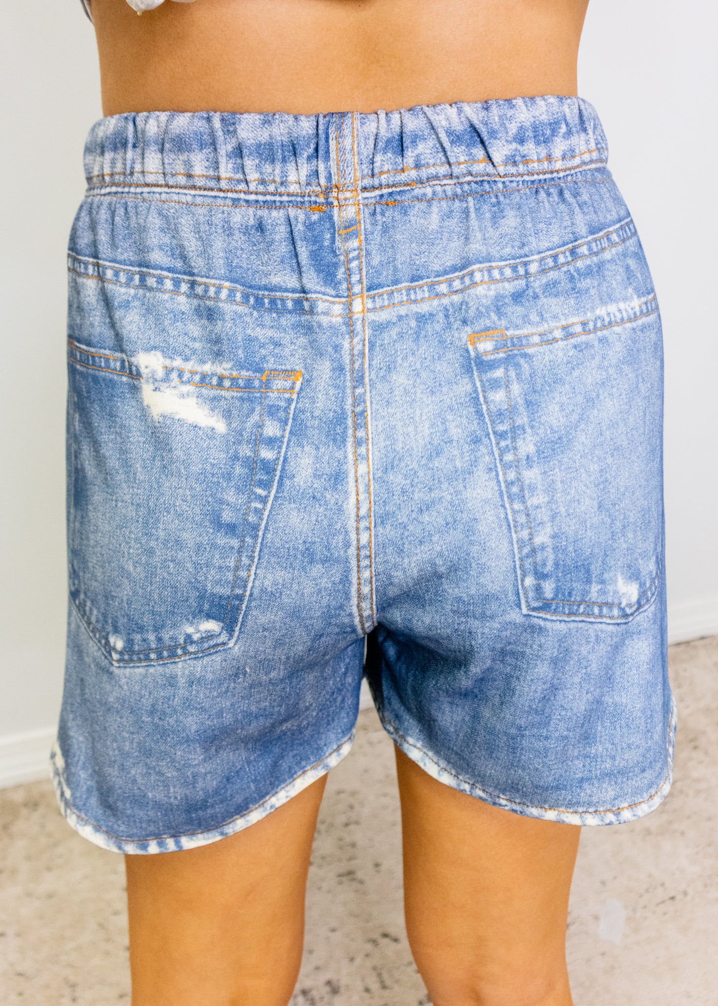 Denim Print Terry Shorts
