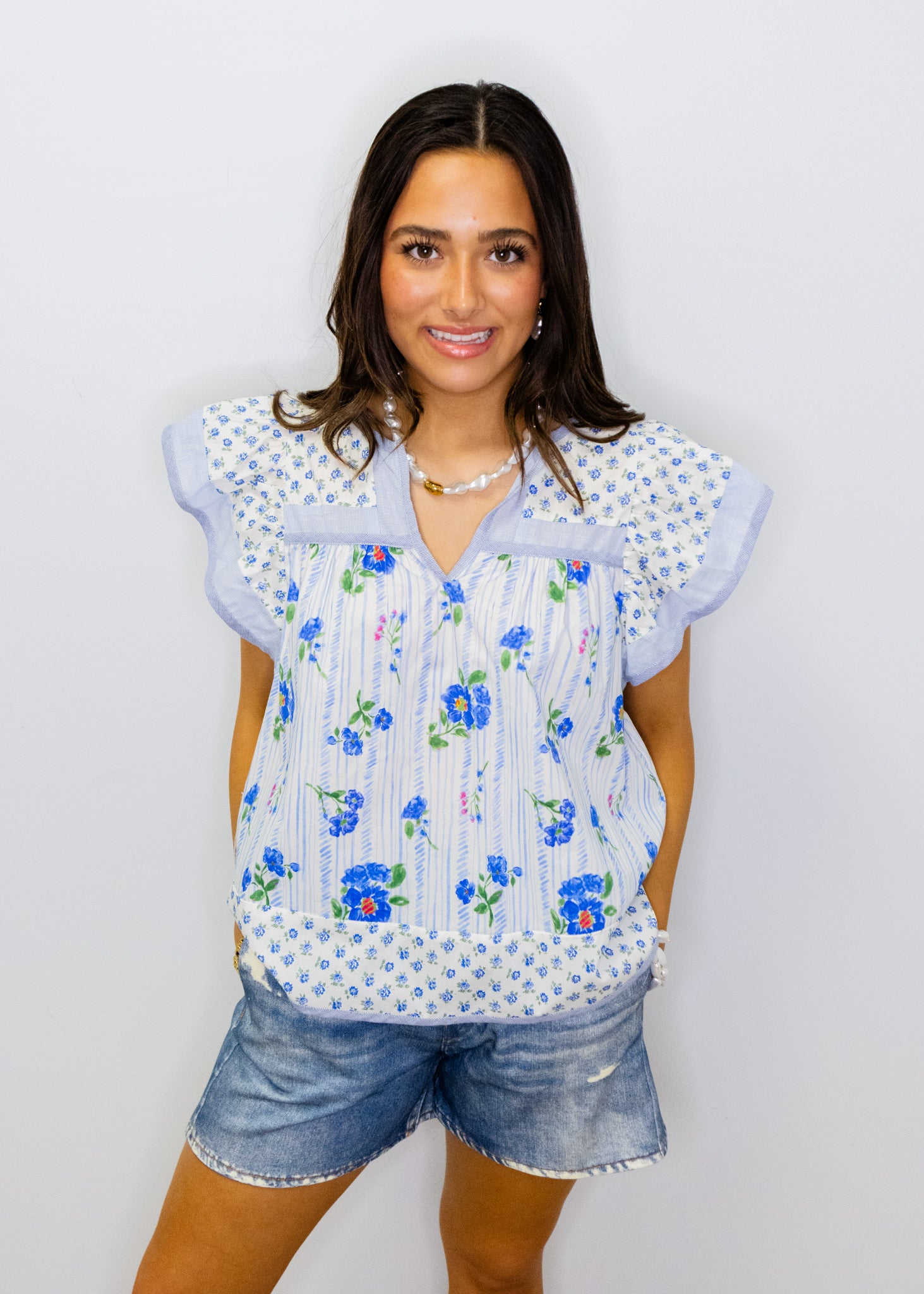 Denim Print Terry Shorts