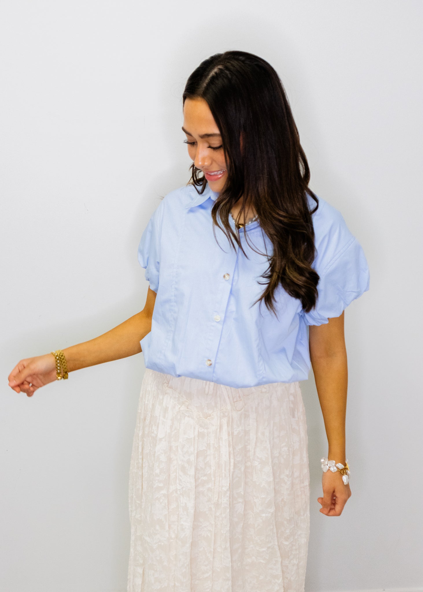 Ecru Floral Textured Maxi Skirt