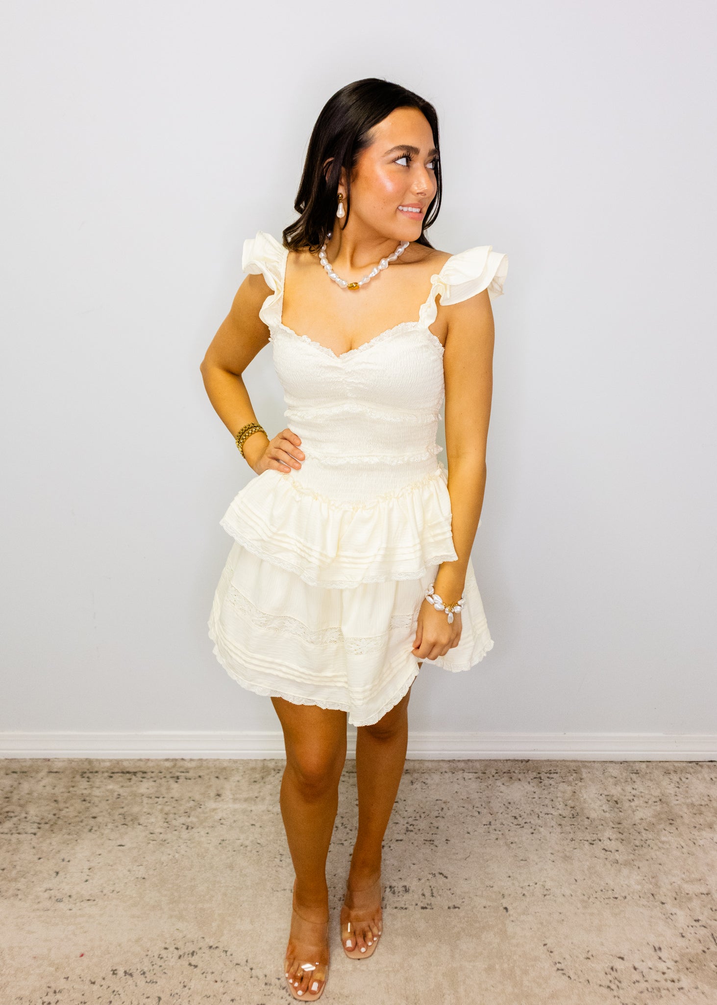 Butter Ruffle Detail Mini Dress