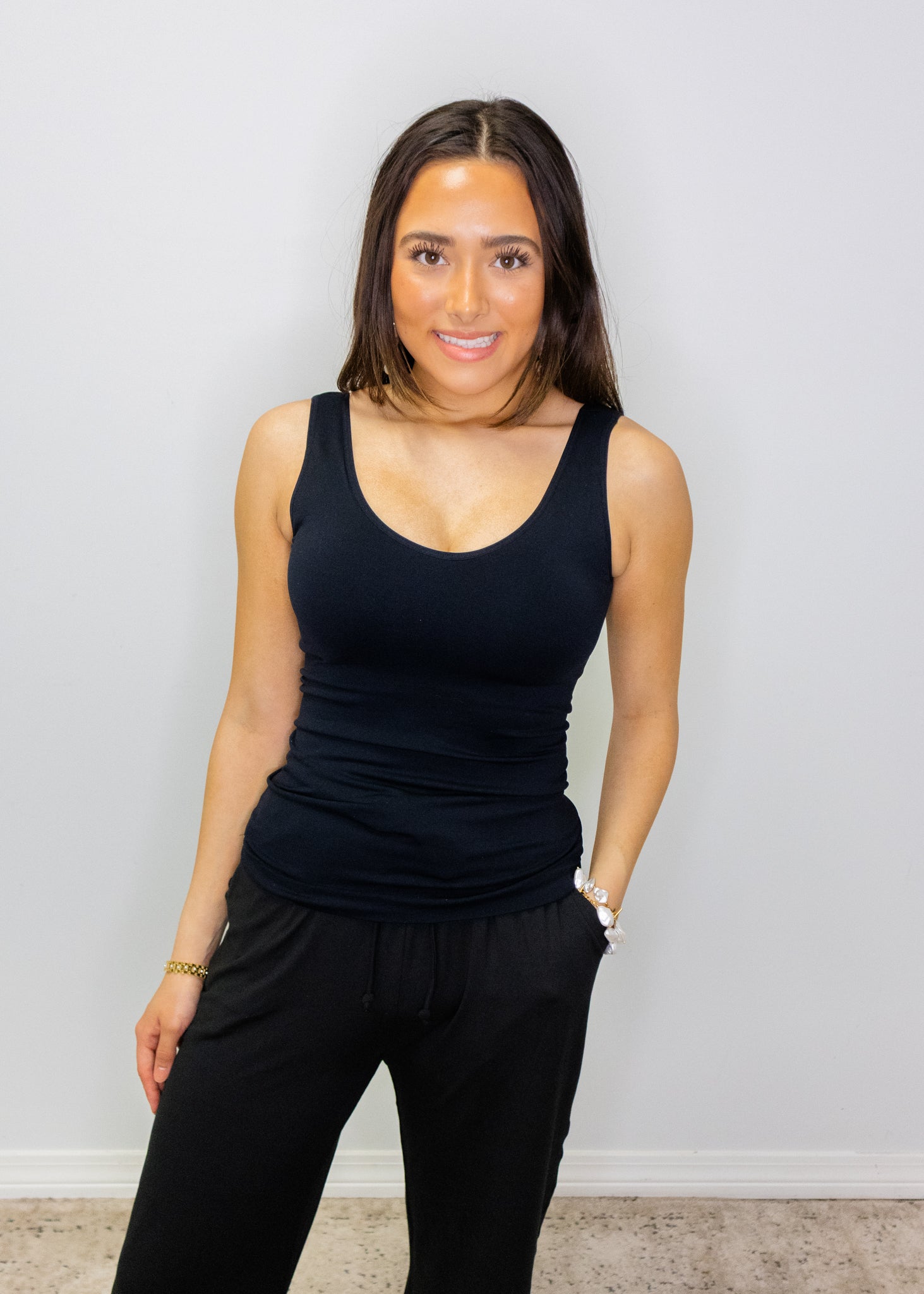 Black Reversible Seamless Tank