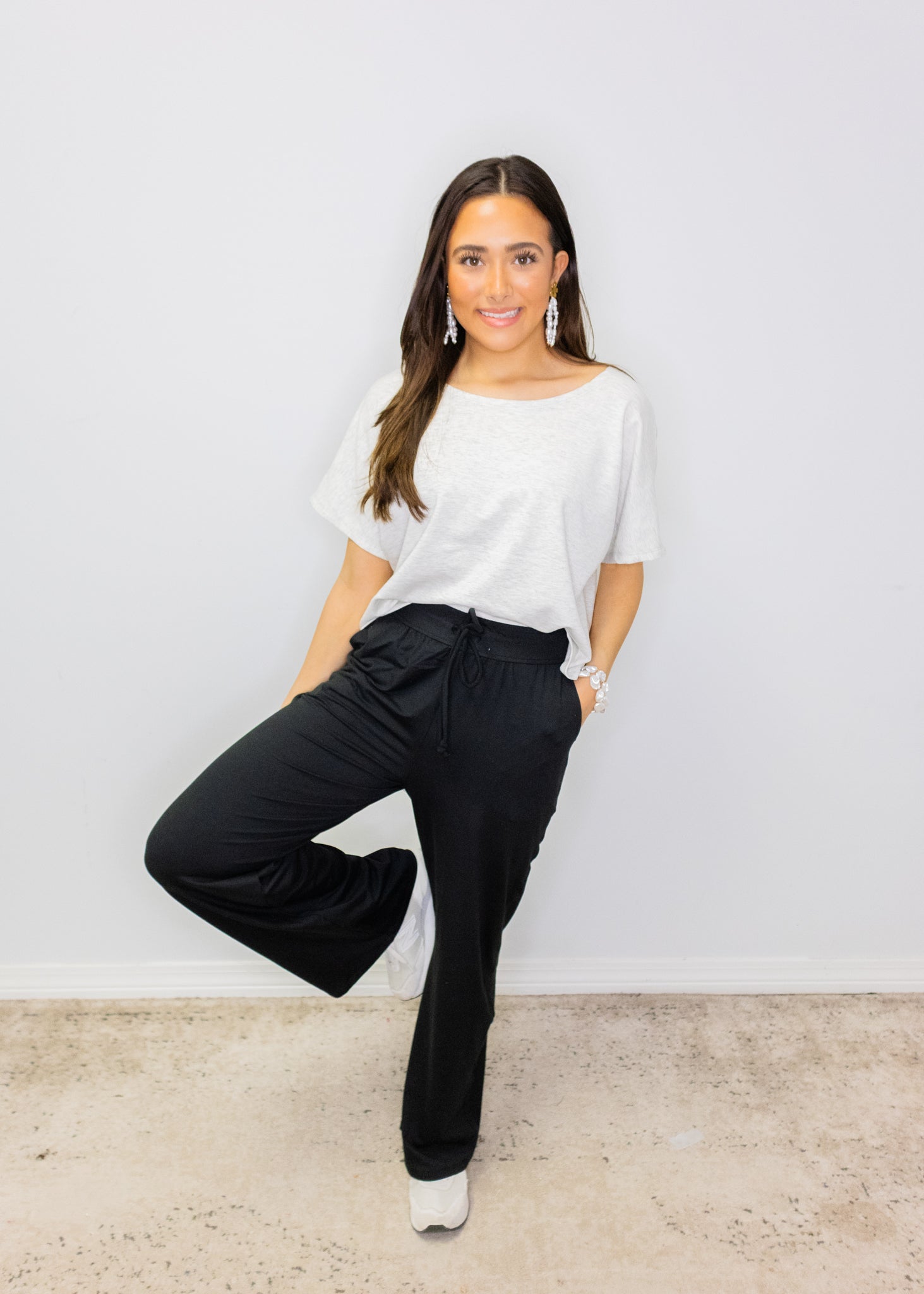 Black Relaxed Fit Peach Skin Pants