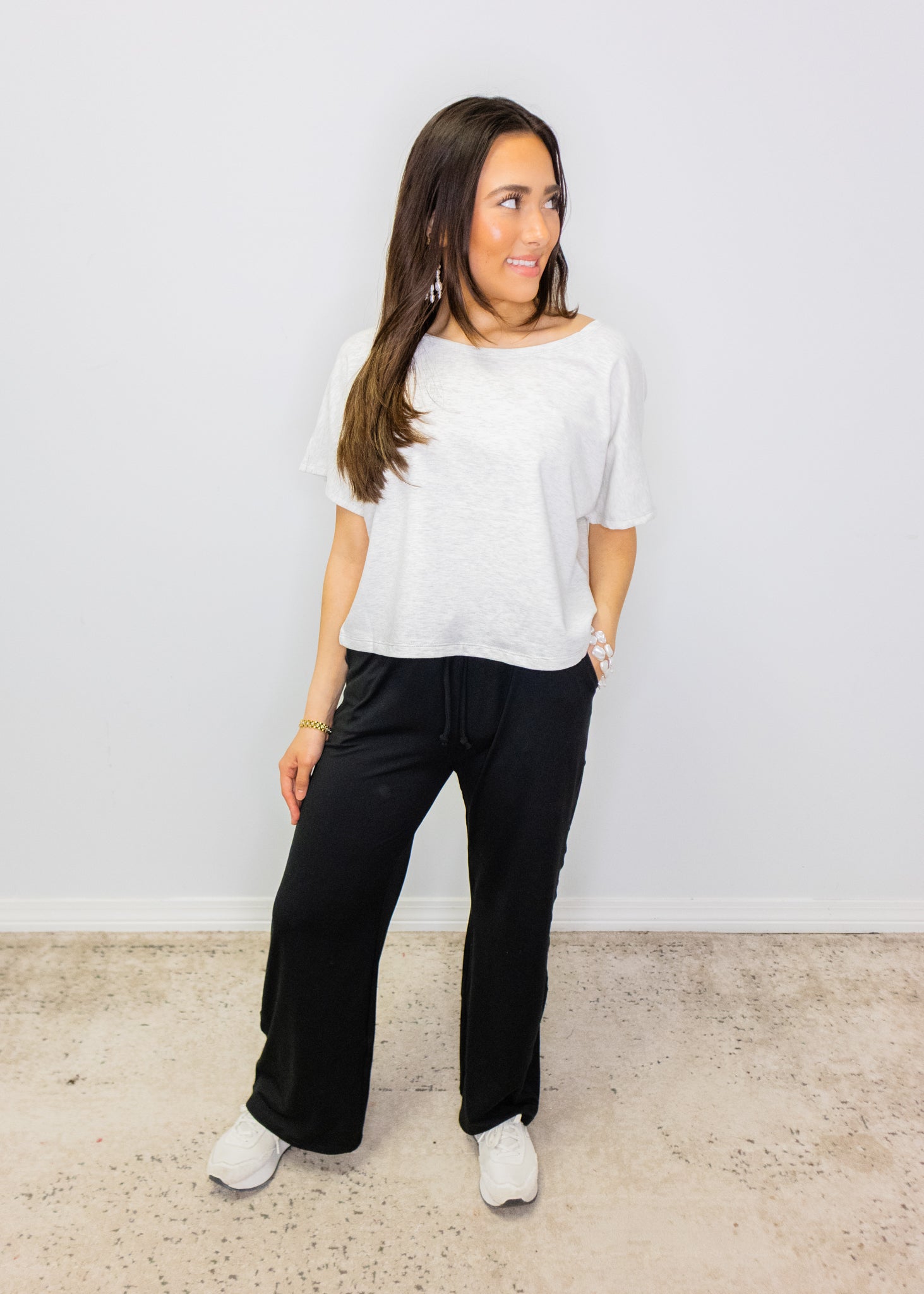 Black Relaxed Fit Peach Skin Pants