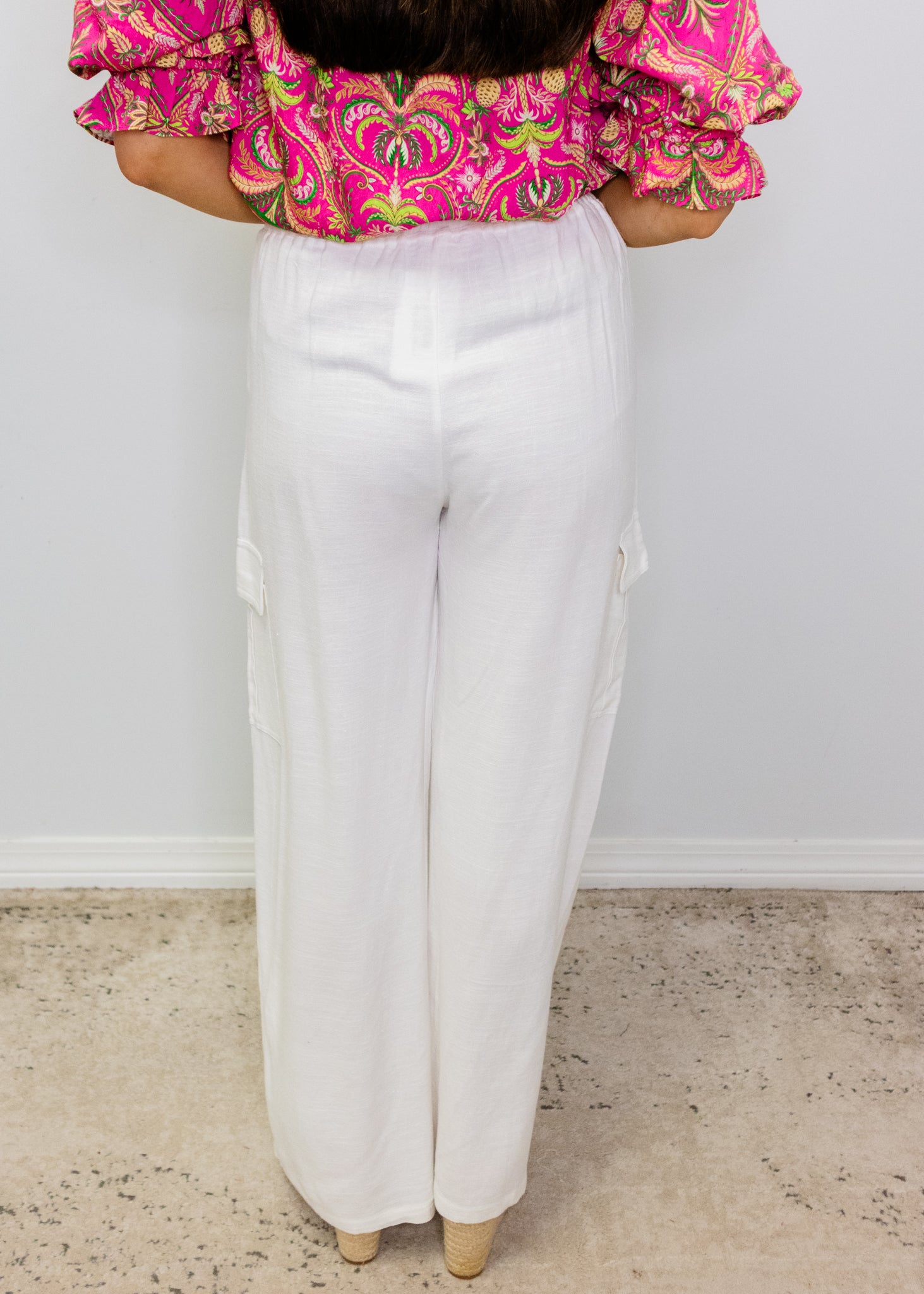 White Linen Cargo Pants