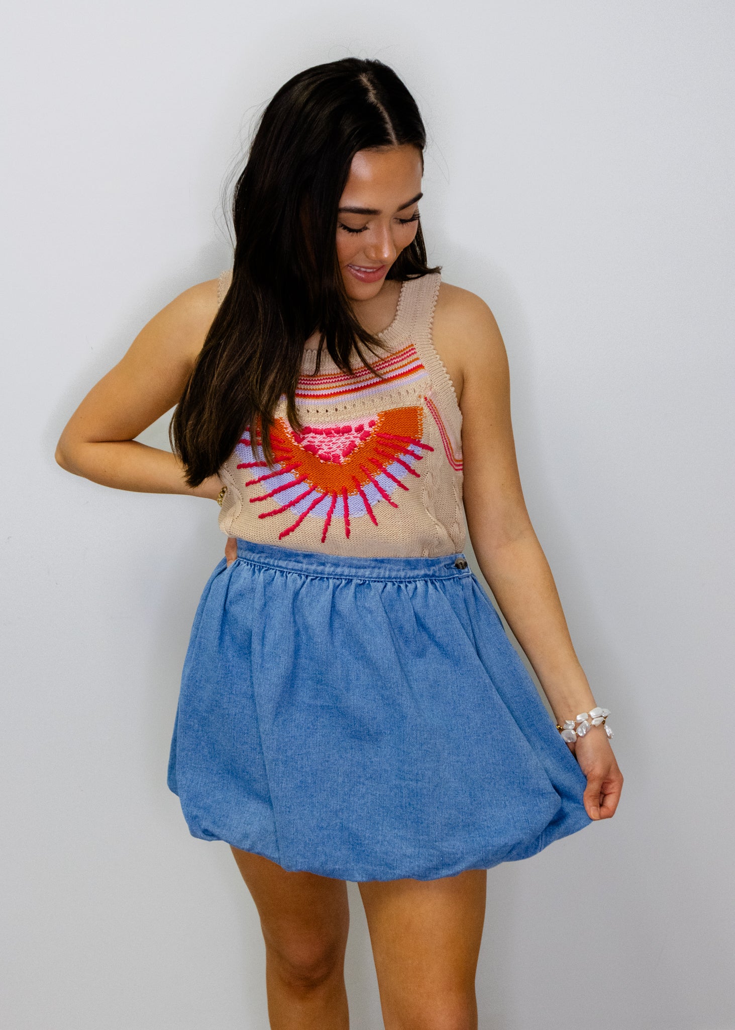 Taupe Abstract Sunburst Sweater Tank