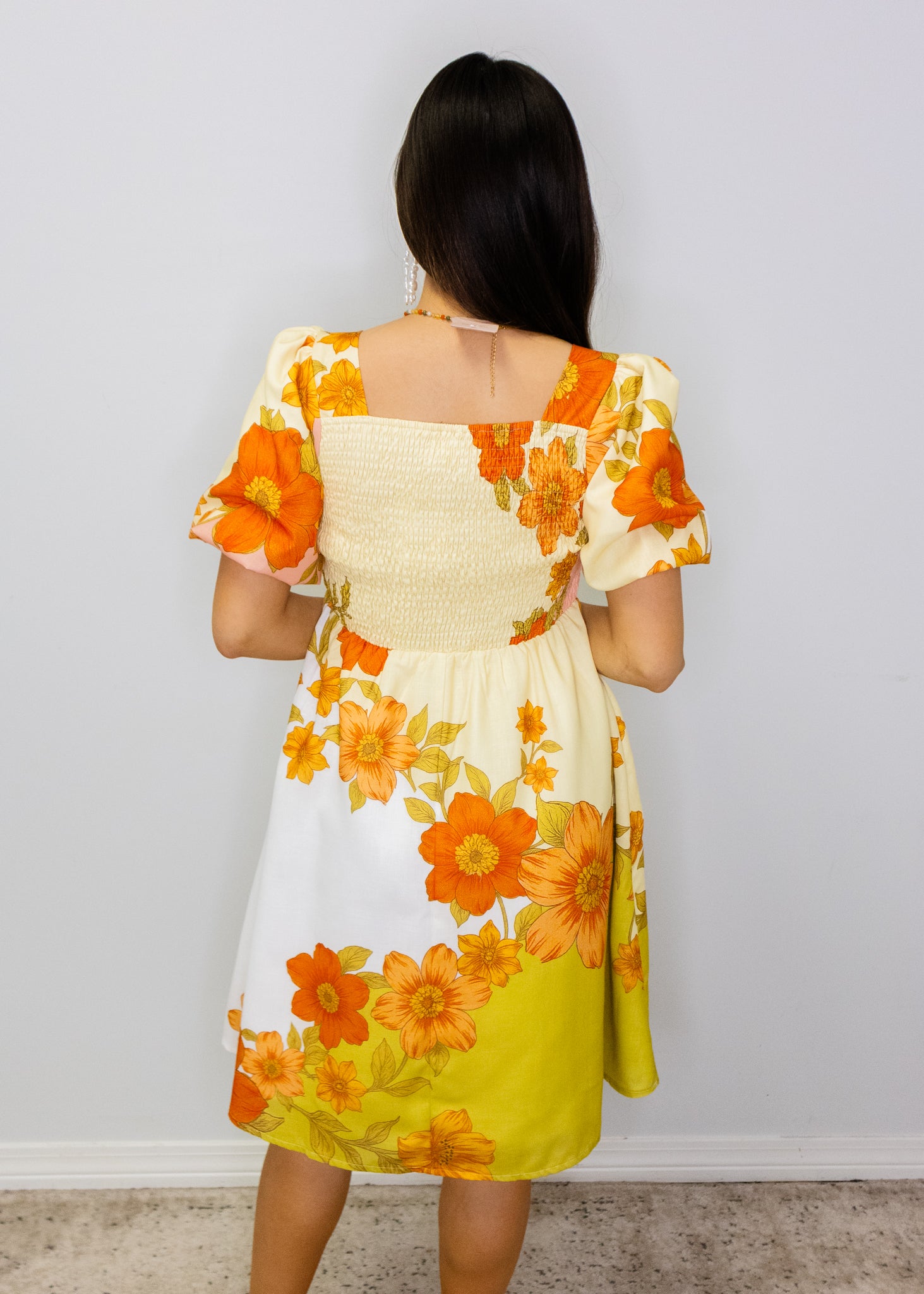 Multi Floral Pleat Mini Dress