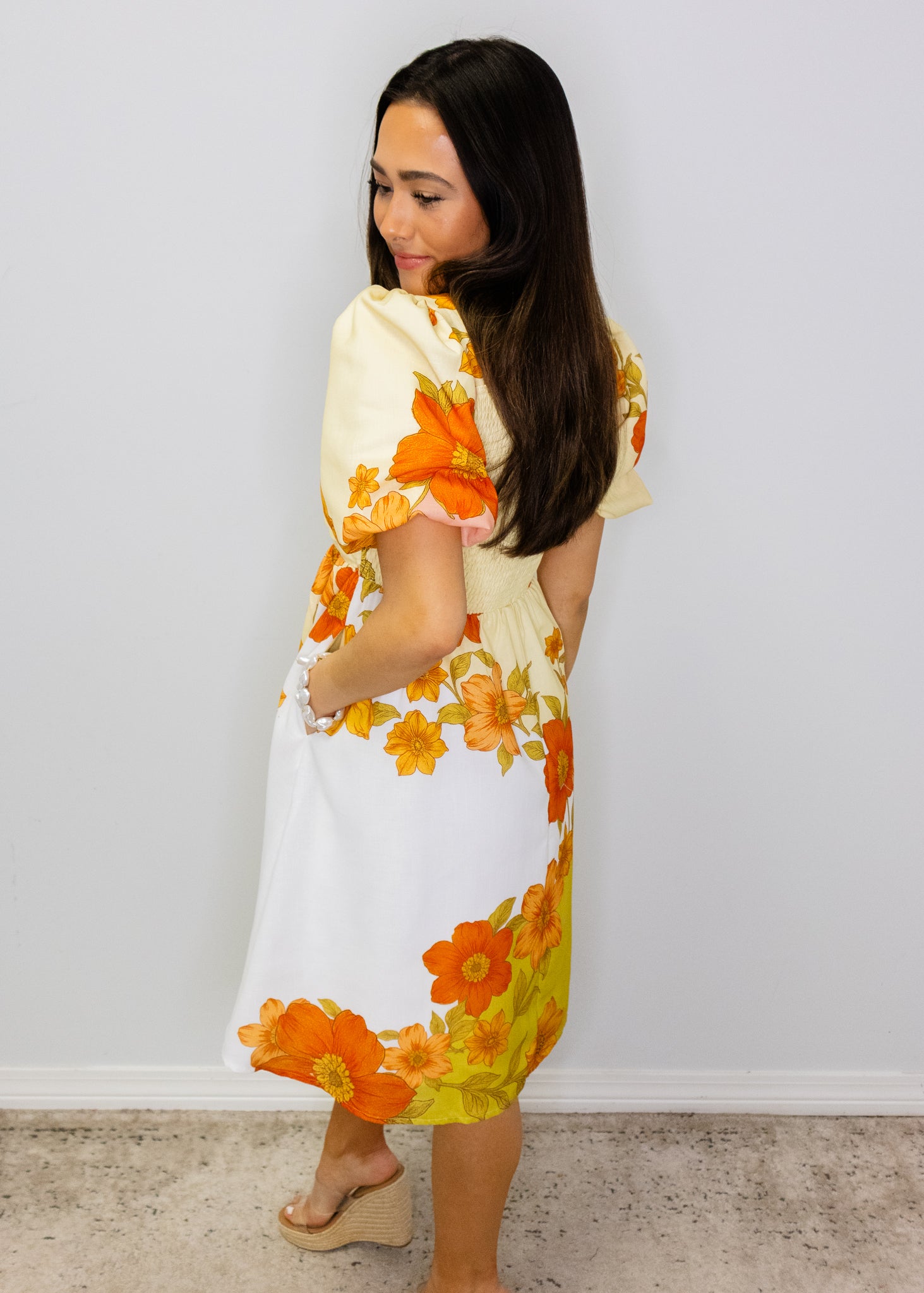 Multi Floral Pleat Mini Dress