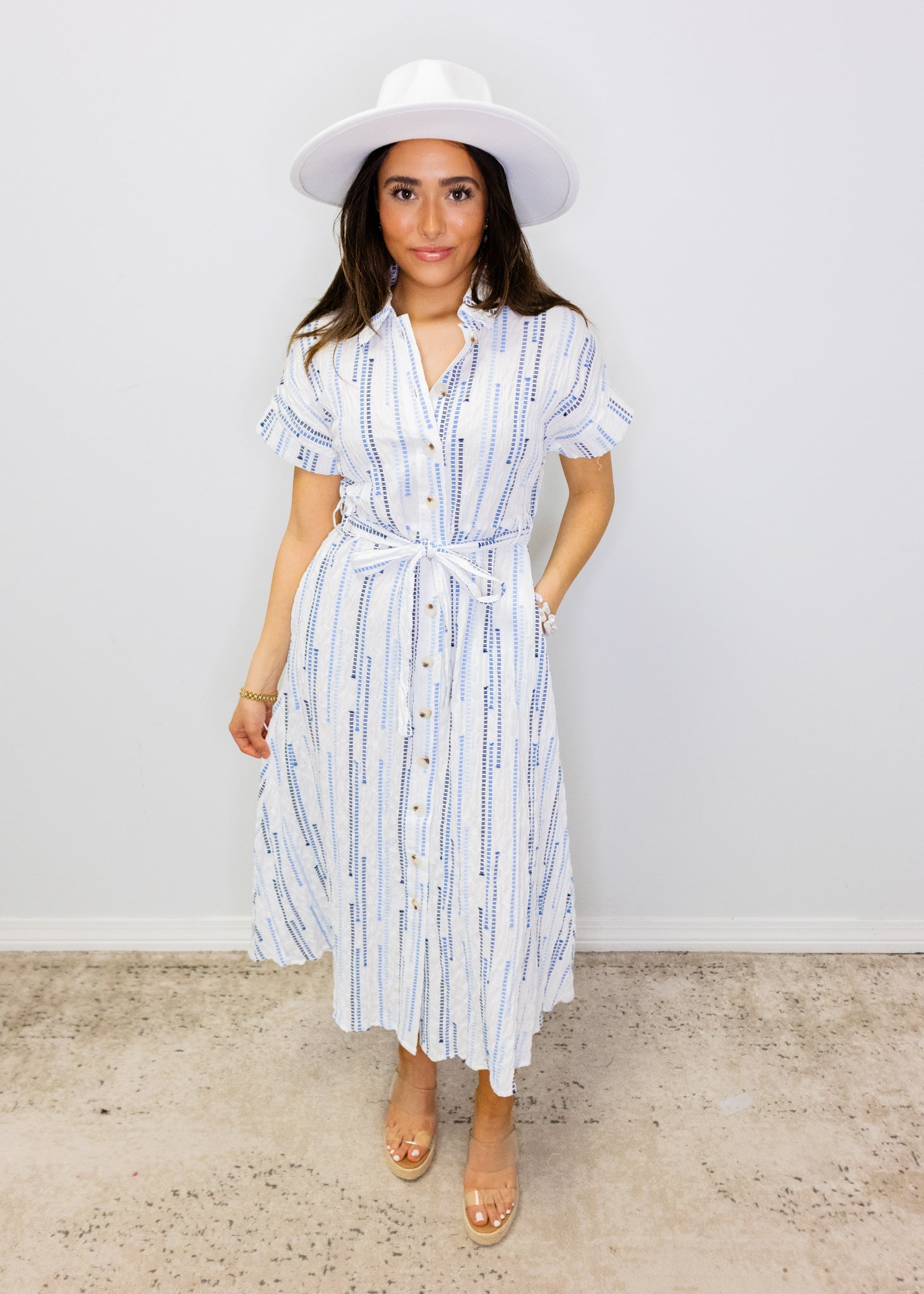 Ivory Multi Thread Midi Dress