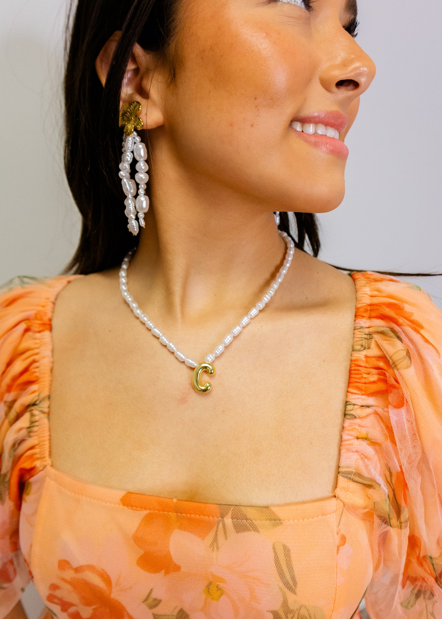 Freshwater Pearl Balloon Letter Necklace