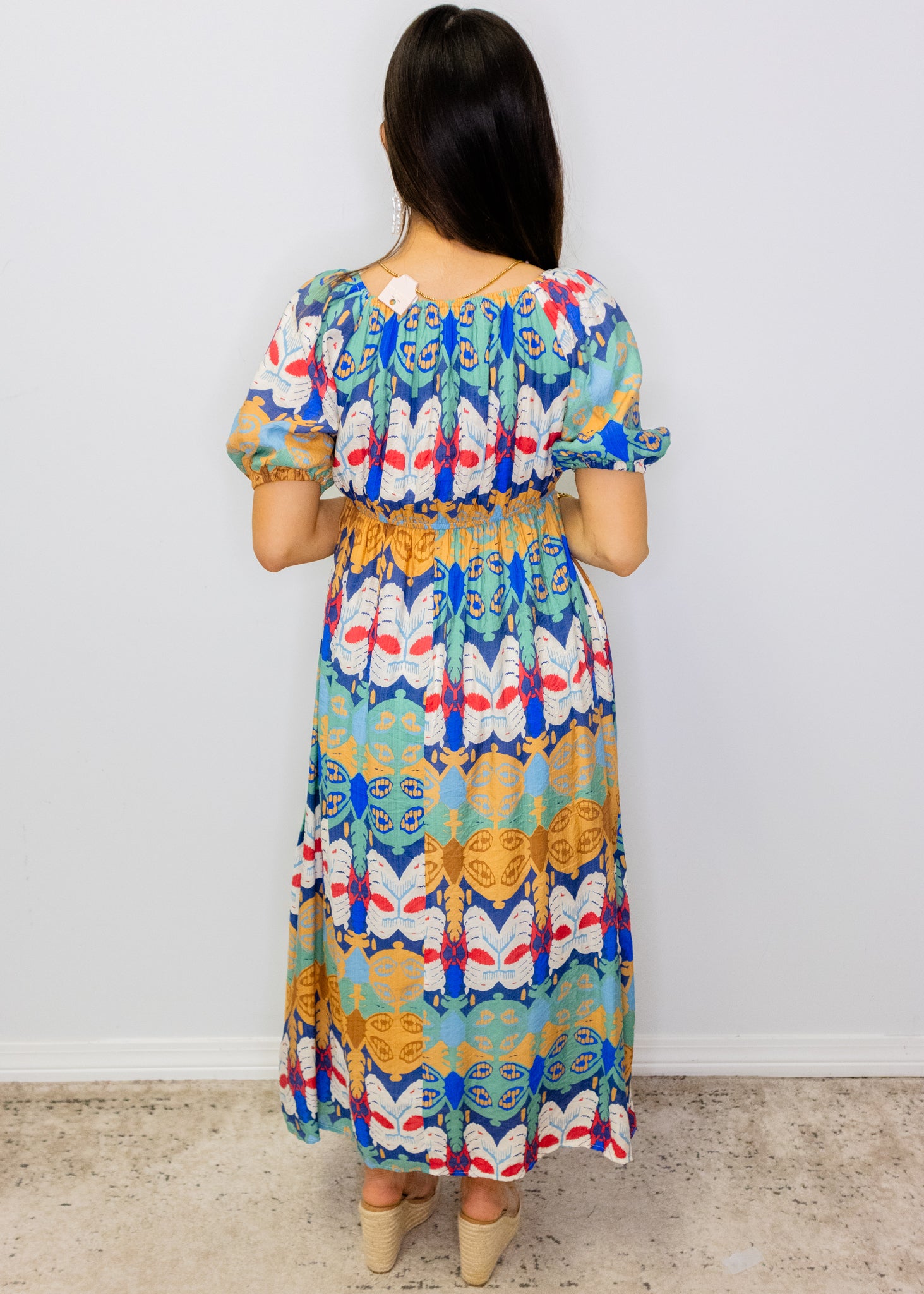 Multicolor Abstract Print Midi Dress