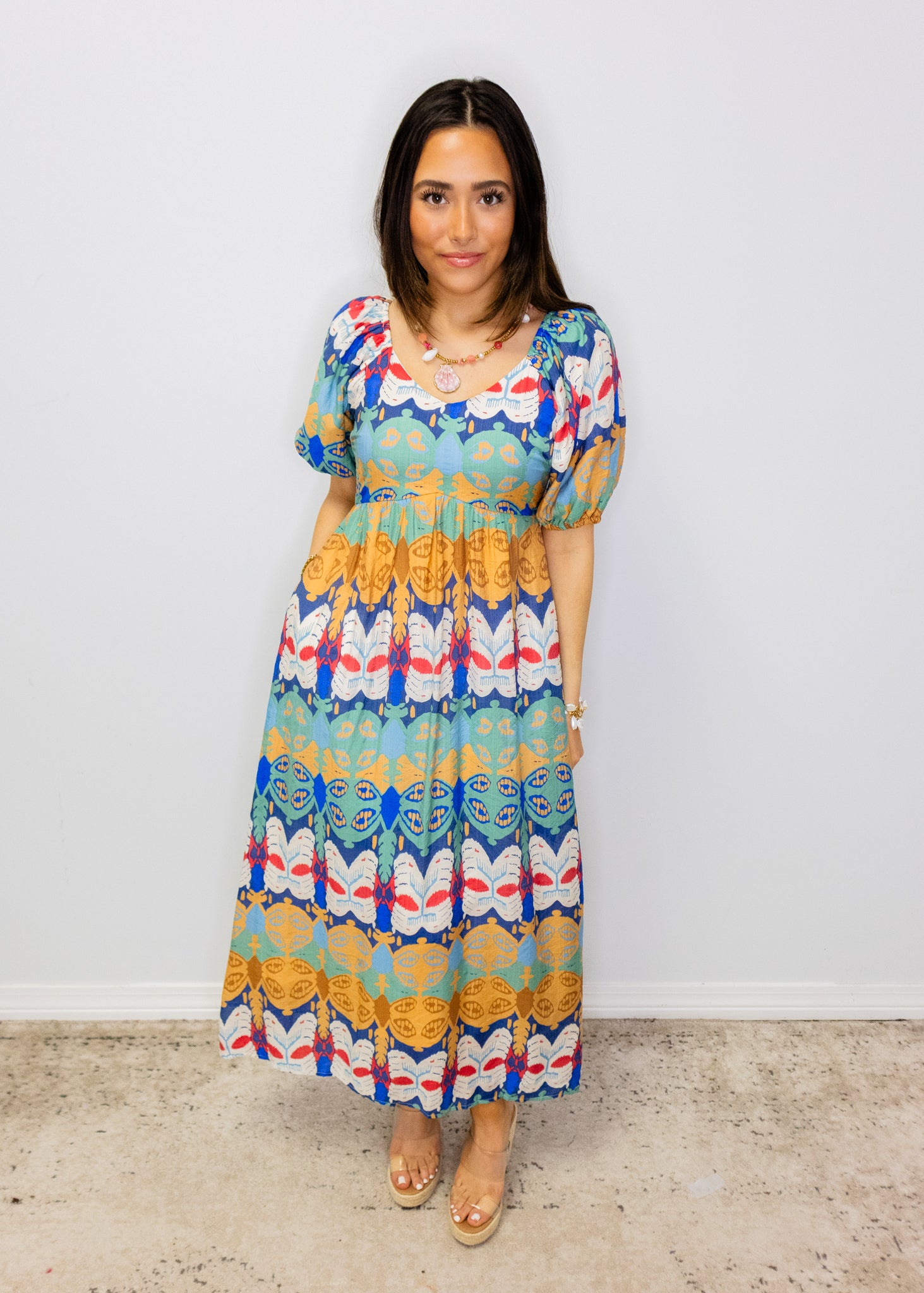 Multicolor Abstract Print Midi Dress