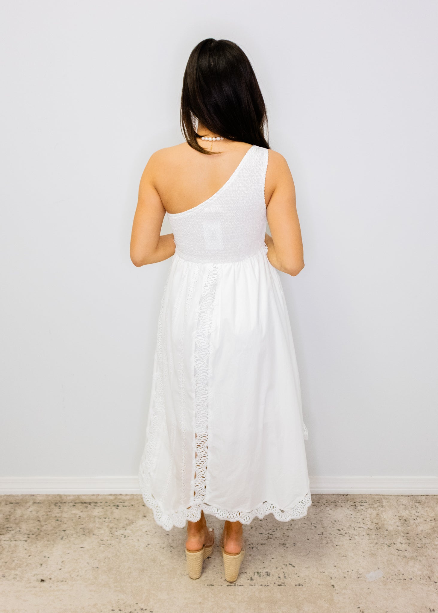 Ivory Asymmetric One Shoulder Maxi Dress