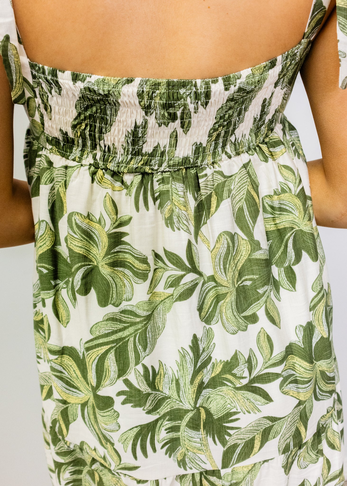 Green Multi Leaf Print Maxi Dress