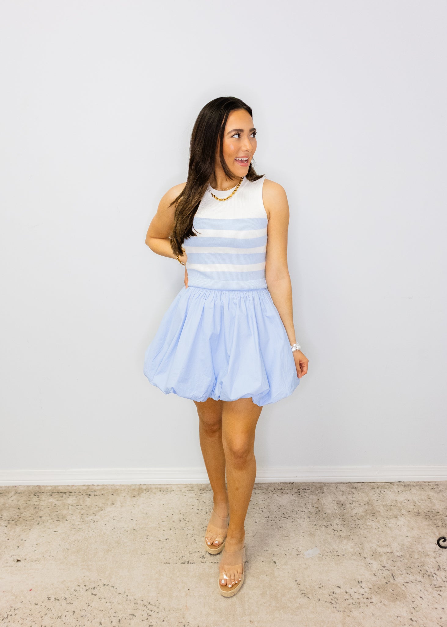 Blue Stripe Bubble Dress