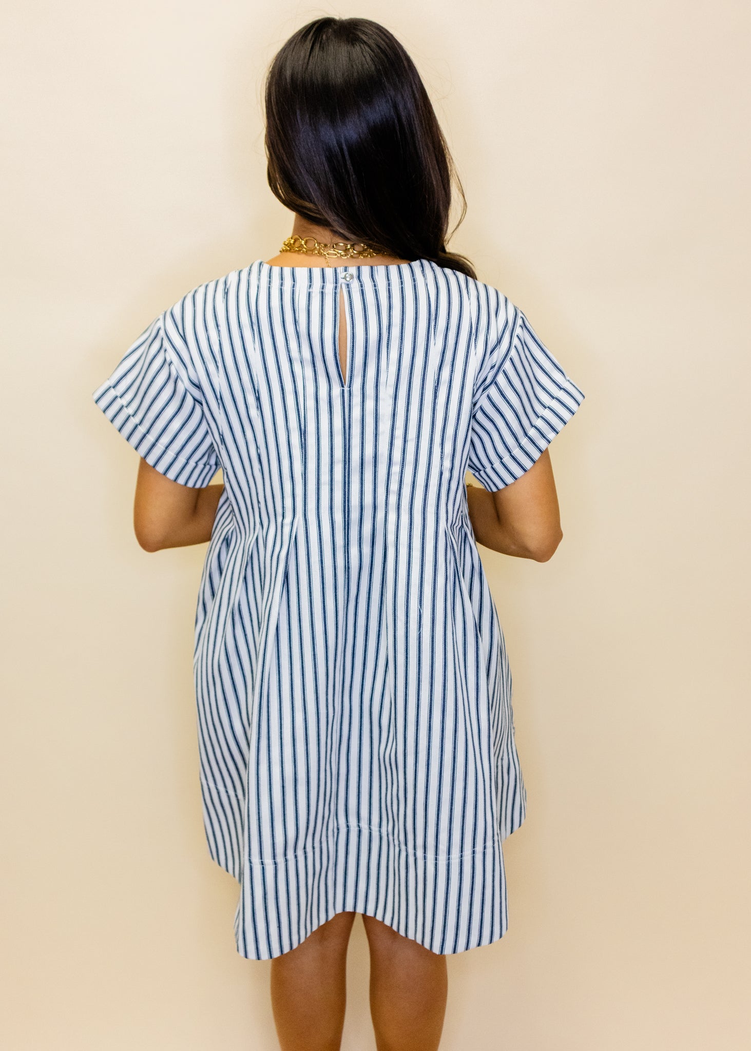 Navy Stripe A-Line Dress