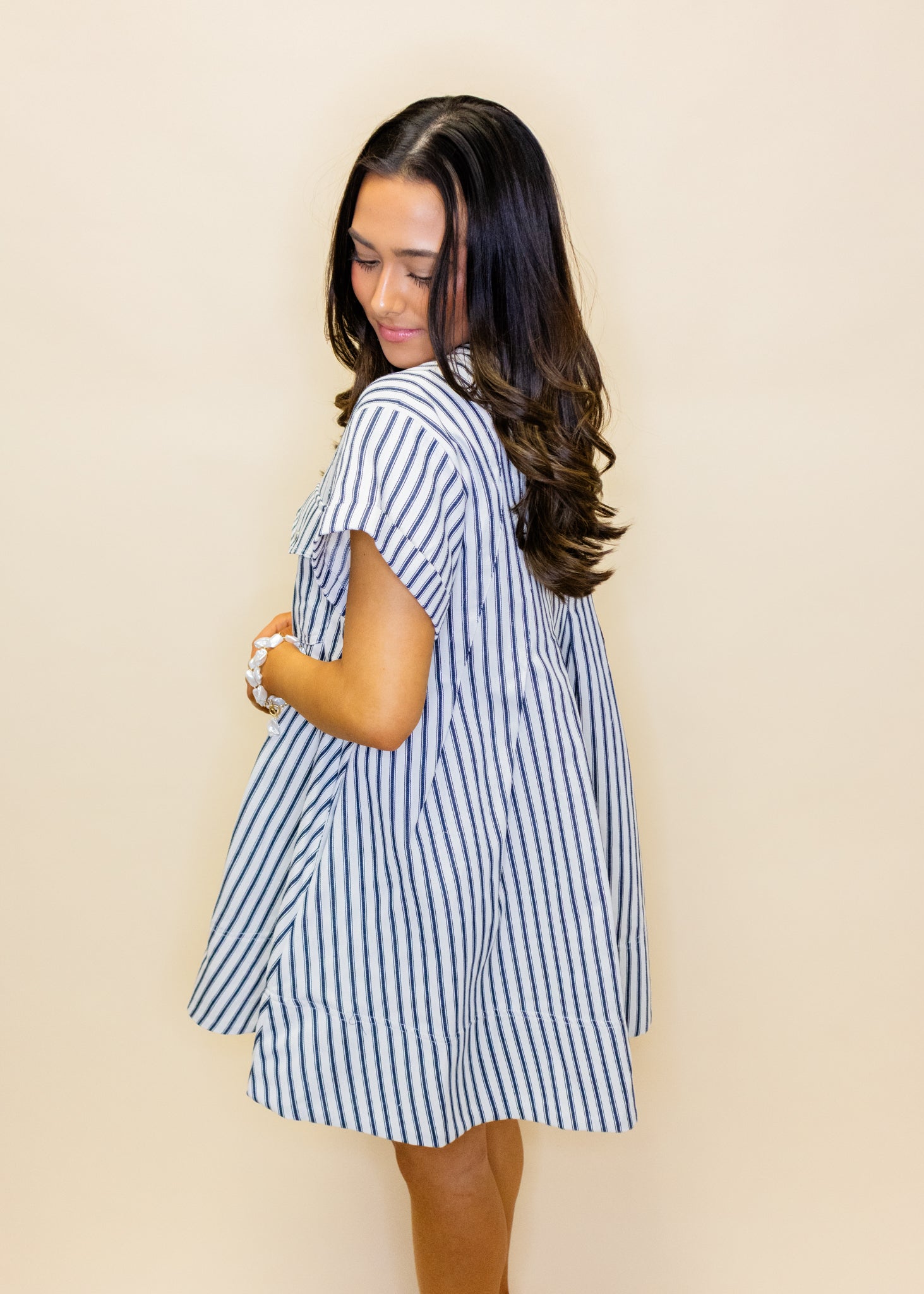 Navy Stripe A-Line Dress