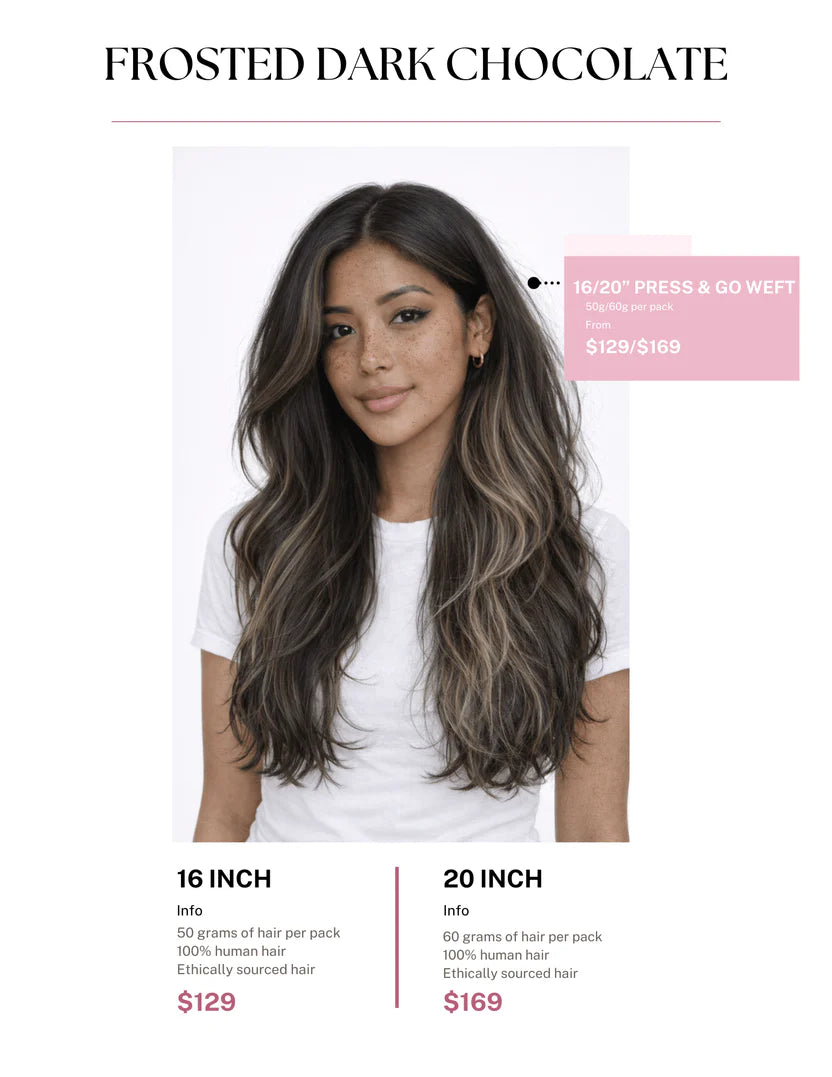 Frosted Dark Chocolate Hair Extensions 16"