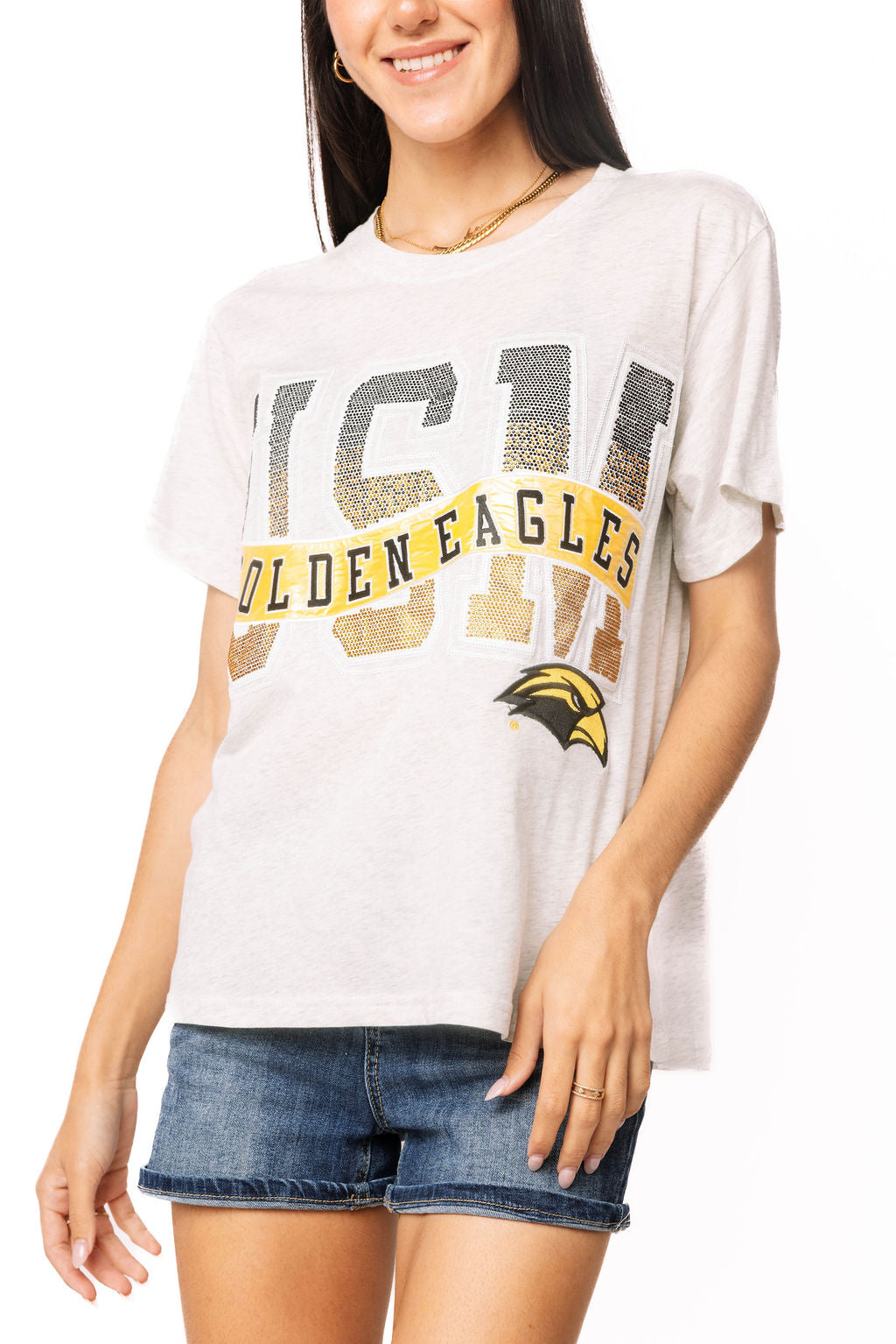 Licensed Southern Miss Rhinestone Metallic Banner Tee