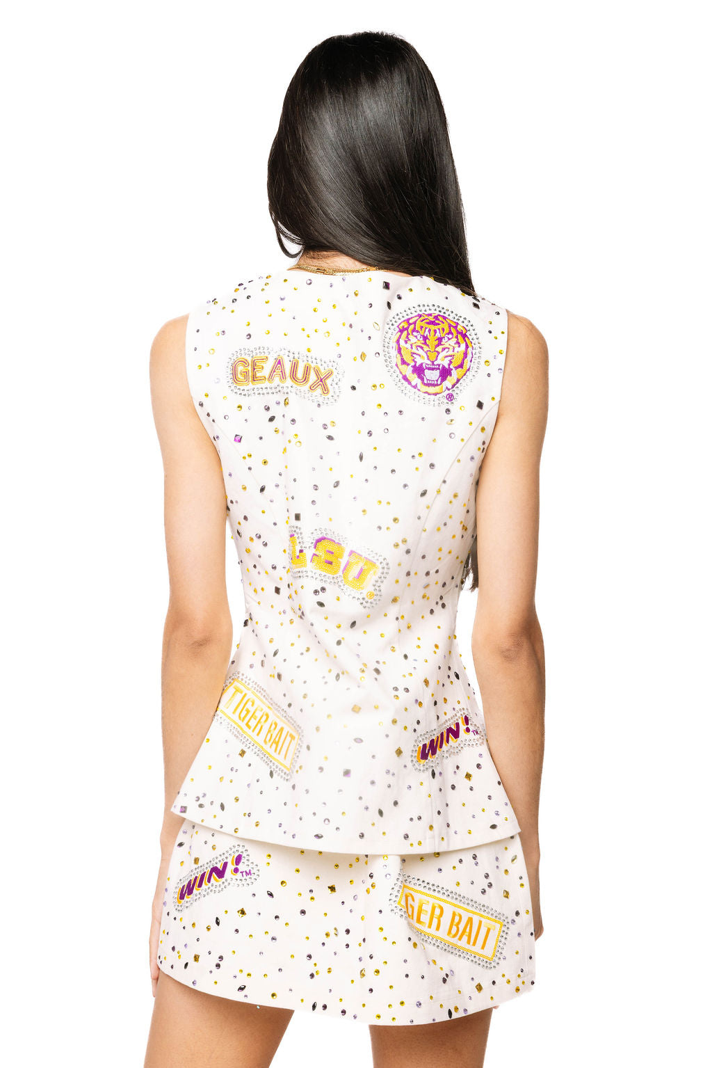 Licensed LSU Multi Rhinestone Scattered Logo Skirt