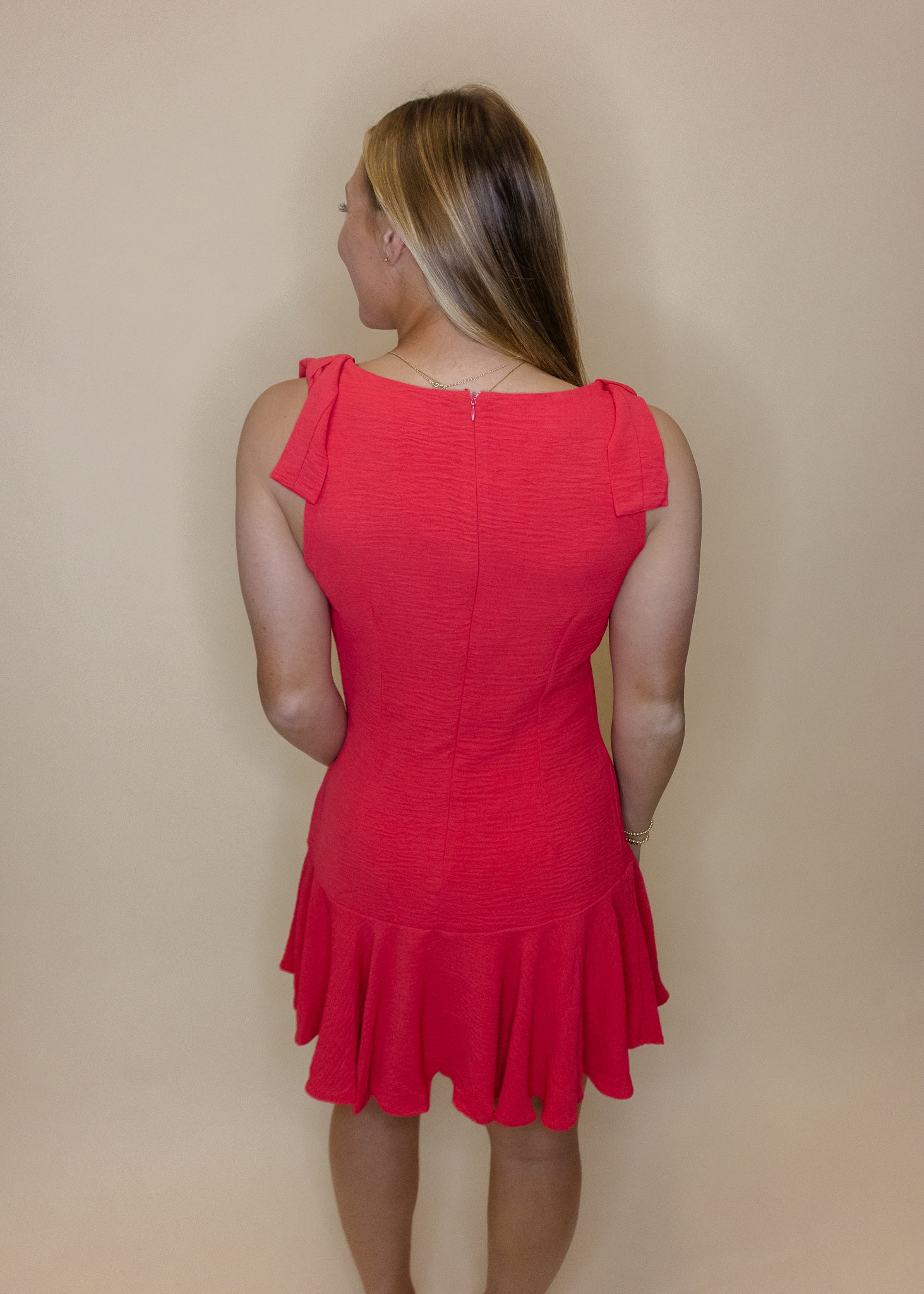 Red Bow Drop Waist Dress