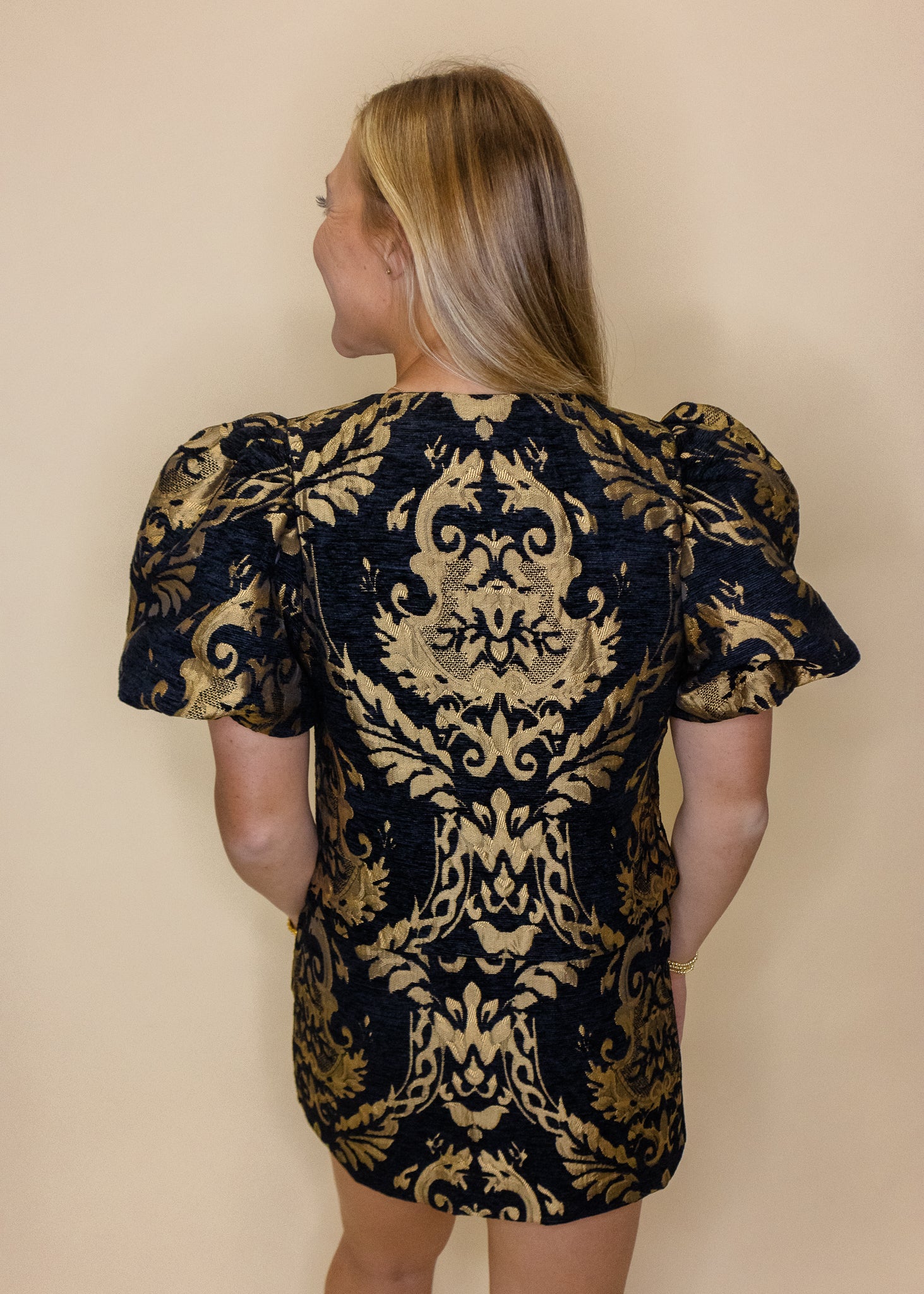 Black Carmin Jacquard Blouse