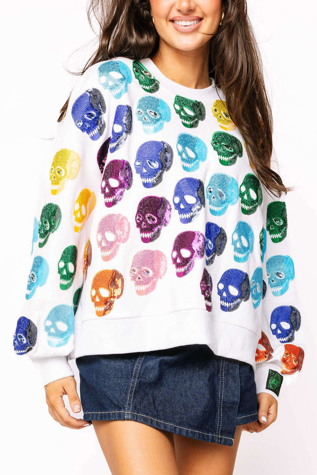 White Rainbow Skulls Sweatshirt