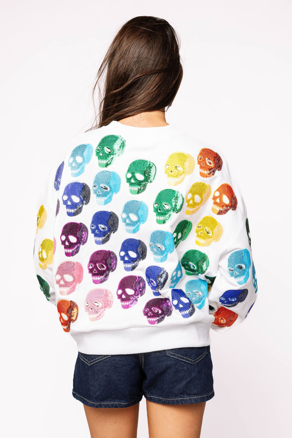 White Rainbow Skulls Sweatshirt