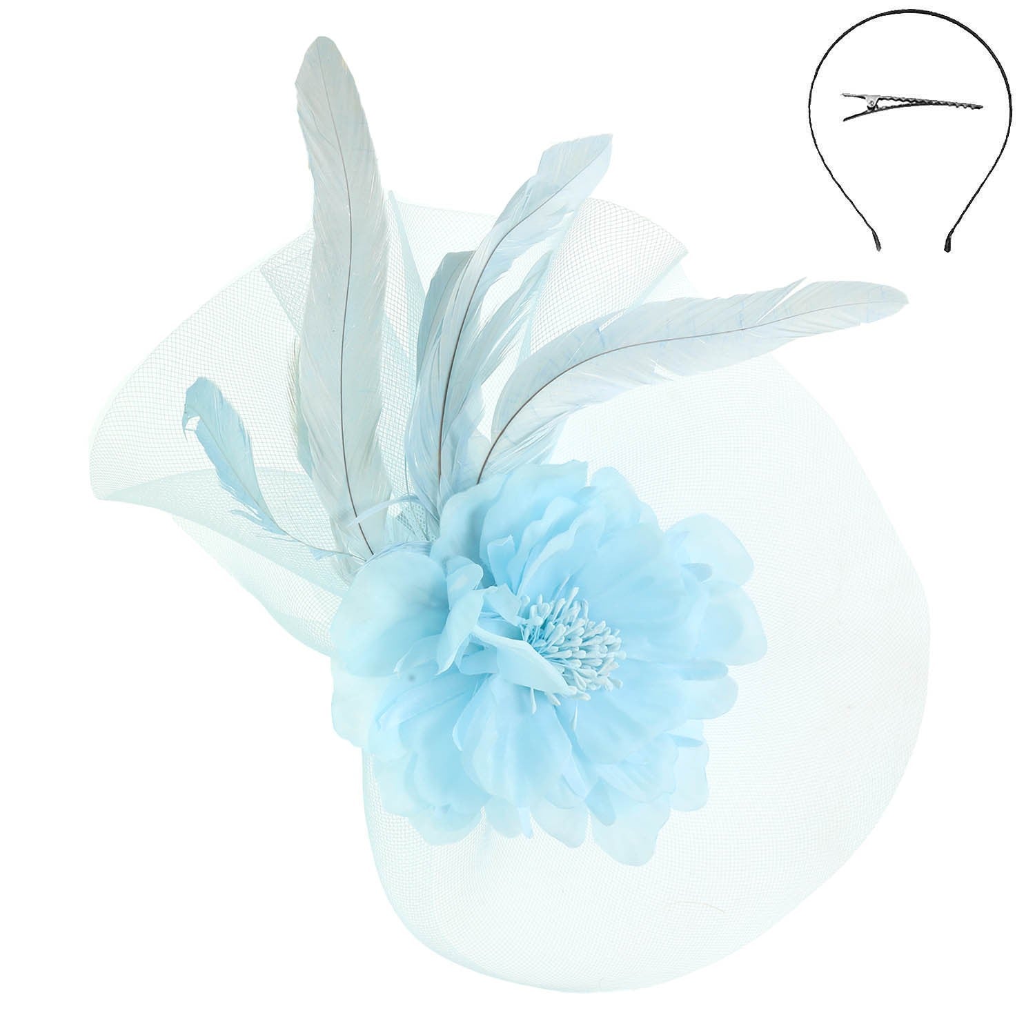 Floral Feathered Sinamay Fascinator