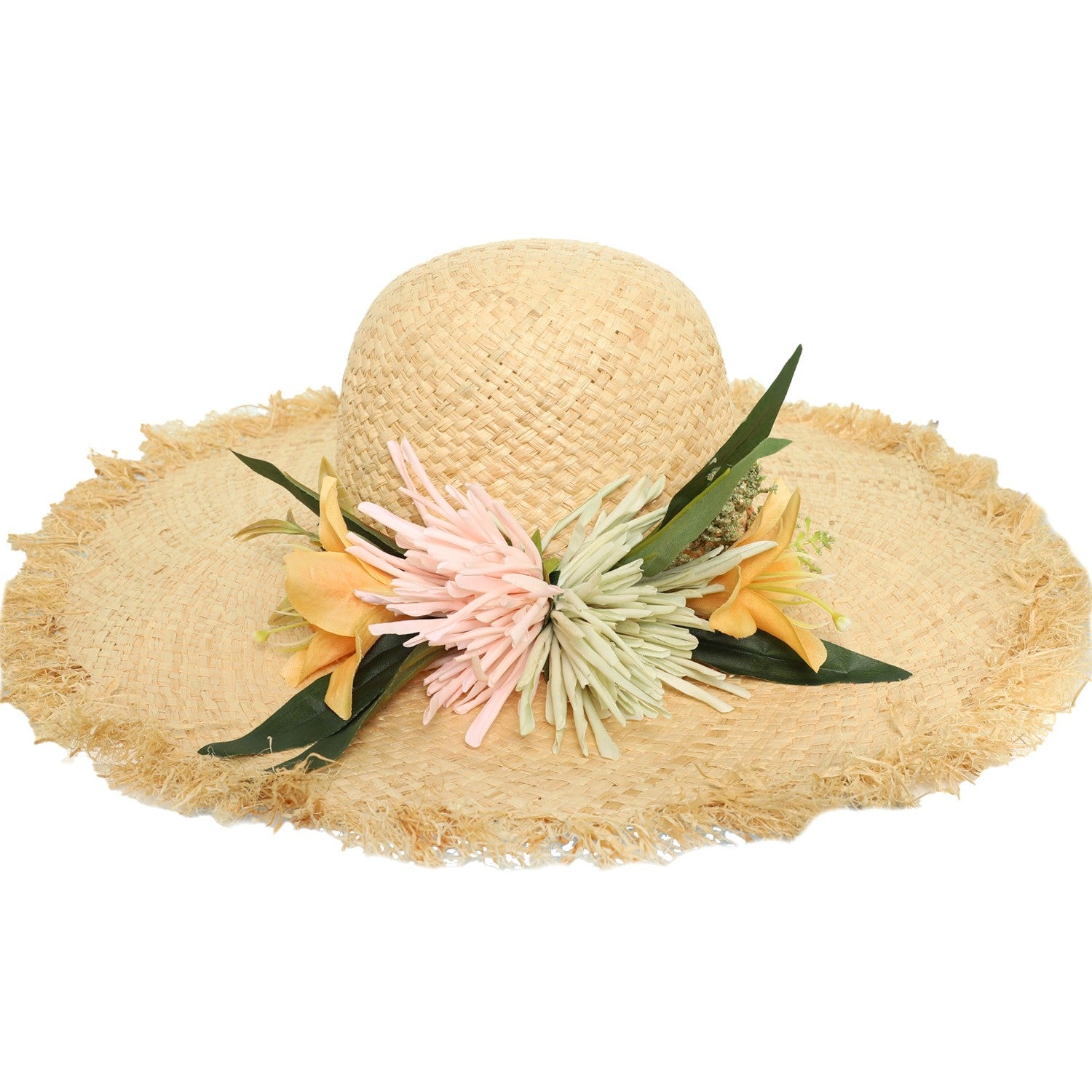 Raphia Sun Hat With Flowers