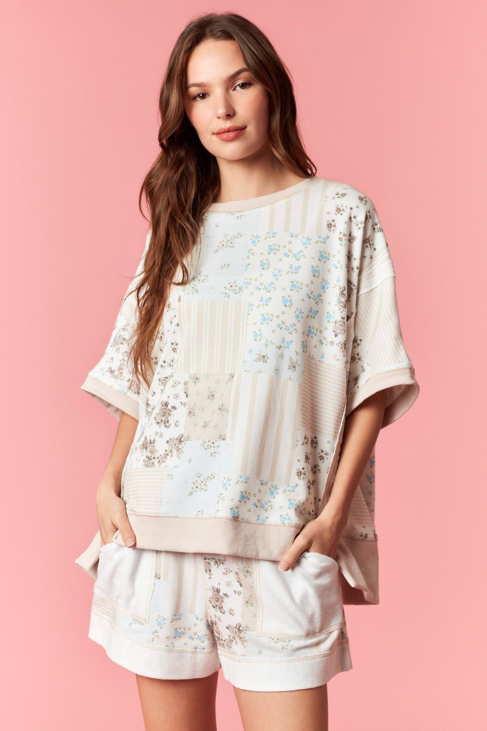 Pastel Floral Patchwork Top