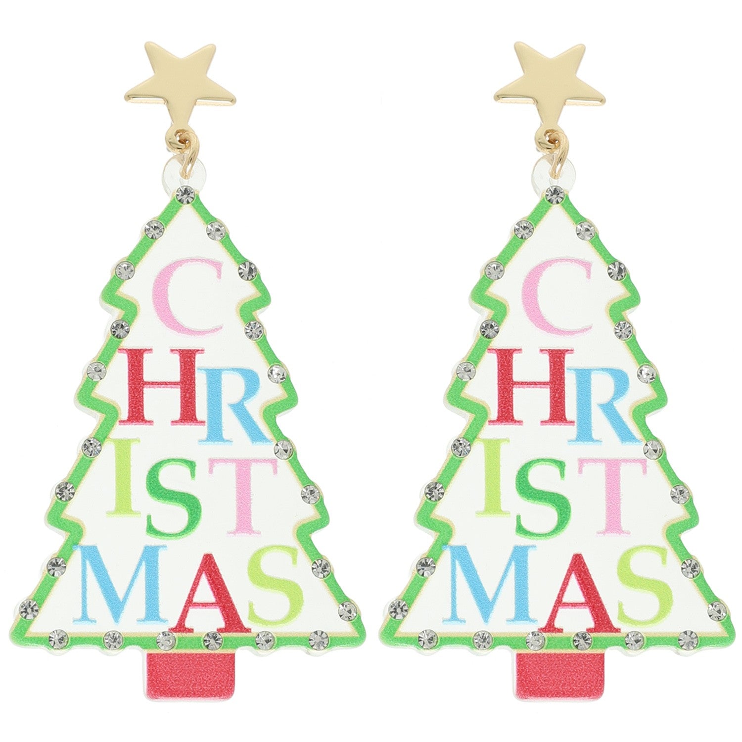 Christmas Multicolor Tree Post Earrings