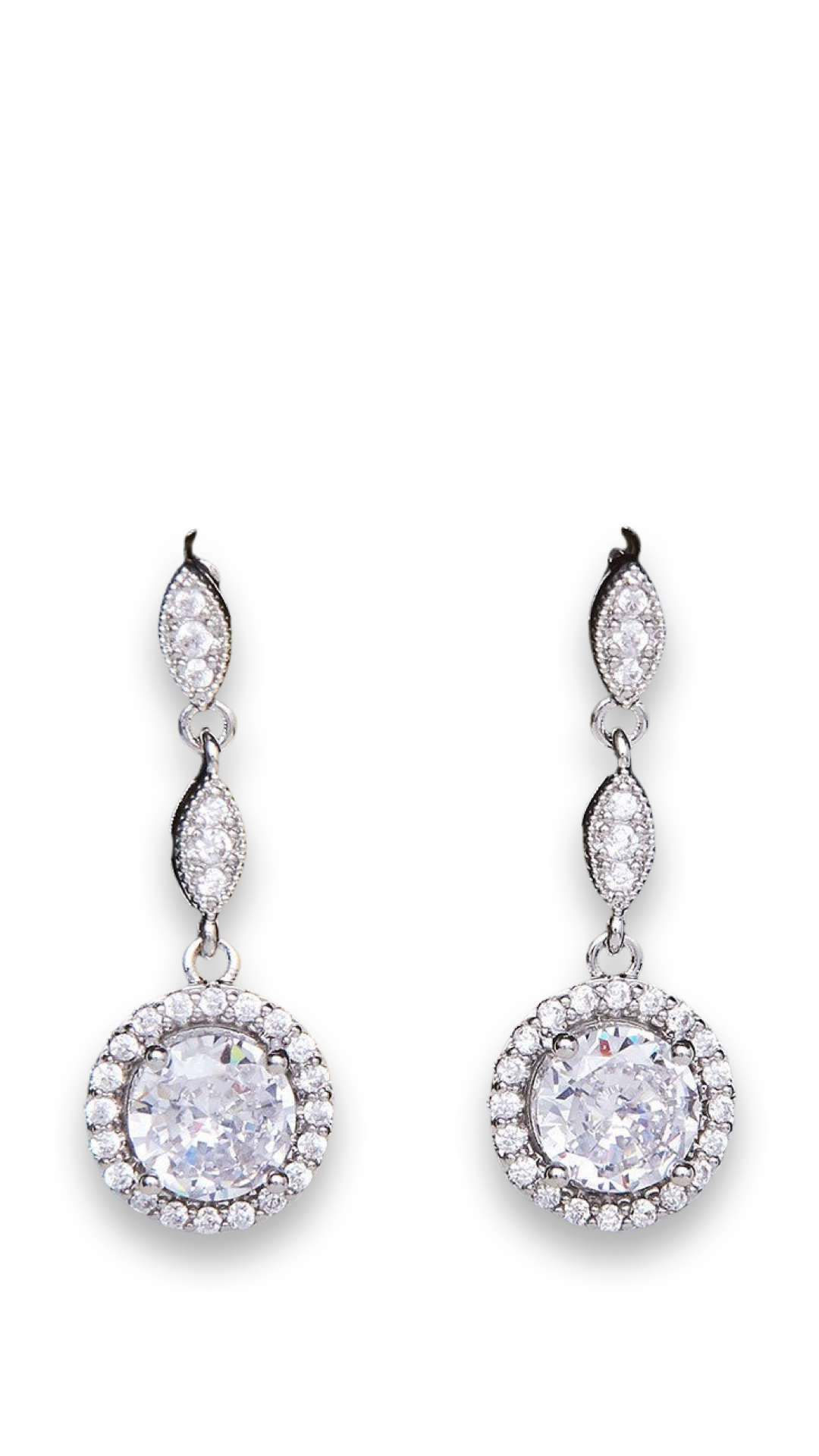 Silver CZ Marquise Diamond Drop Earrings