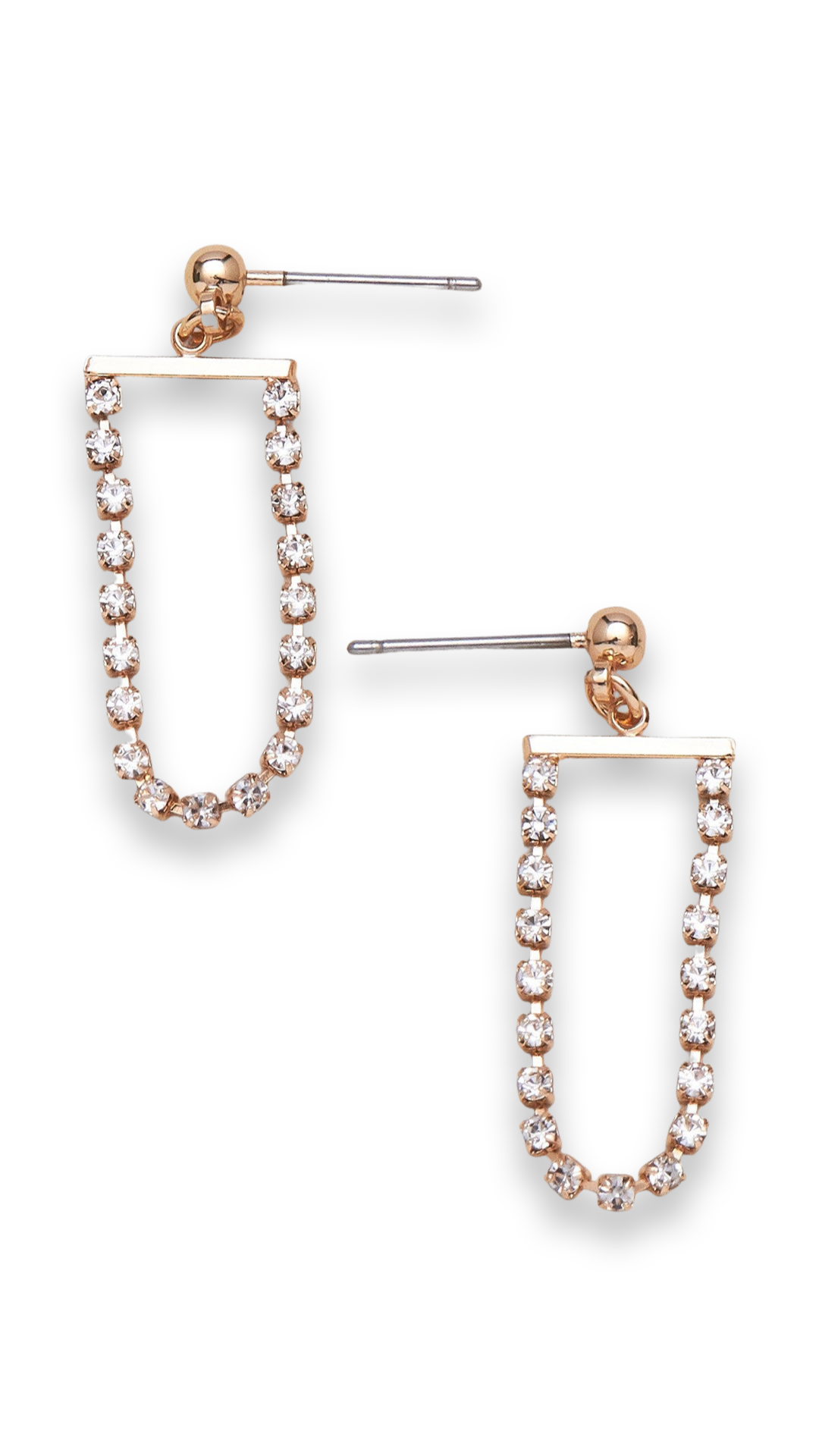Gold Diamond Oval Drop Earrings