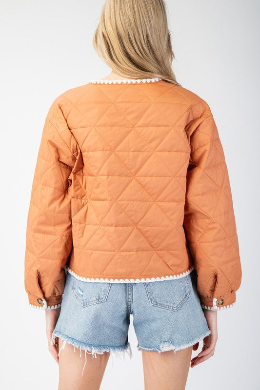 Terracotta Trim Quilted Jacket