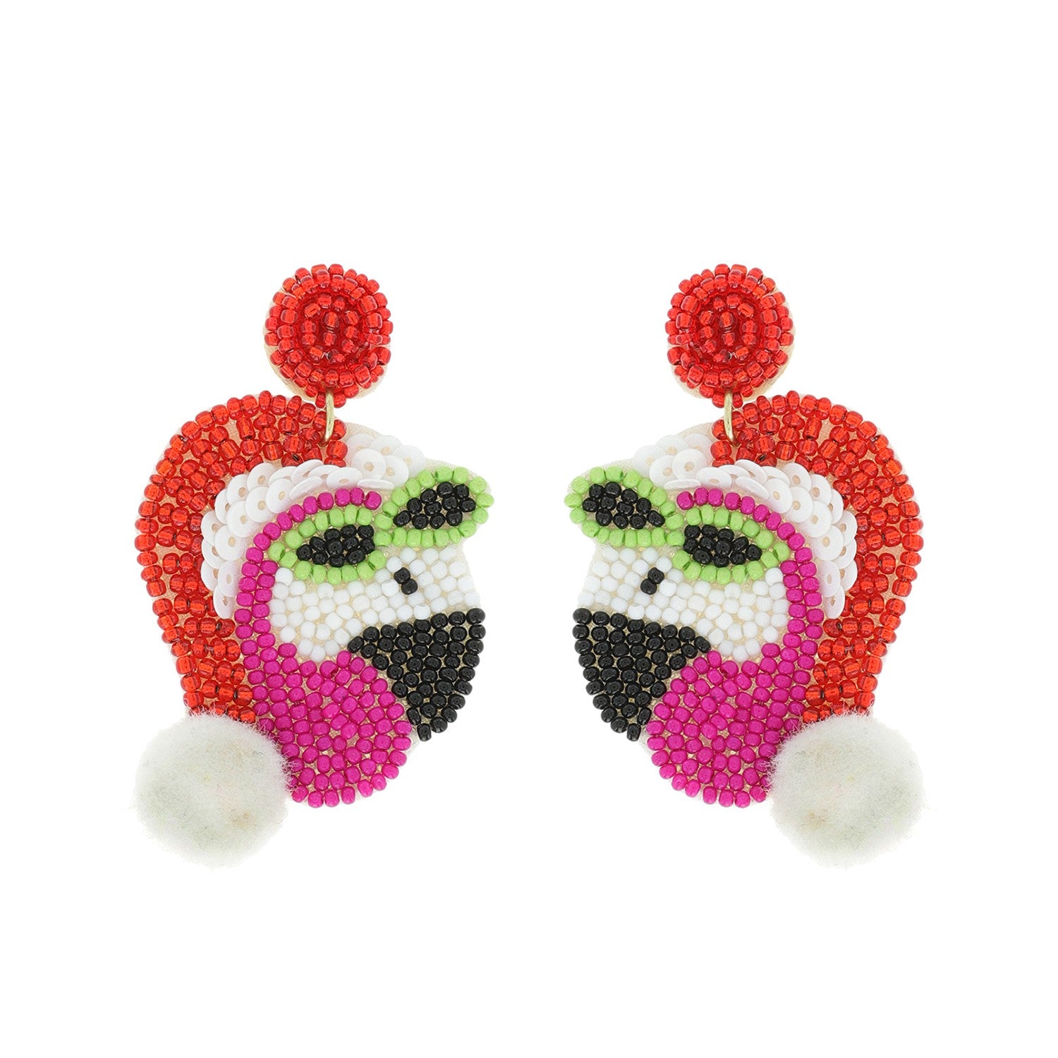 Flamingo Santa Beaded Earrings