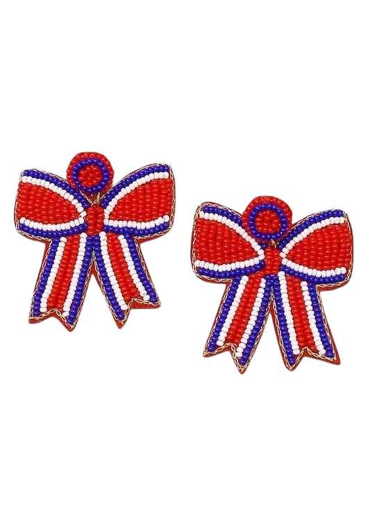 Game Day Bow Beaded Earrings