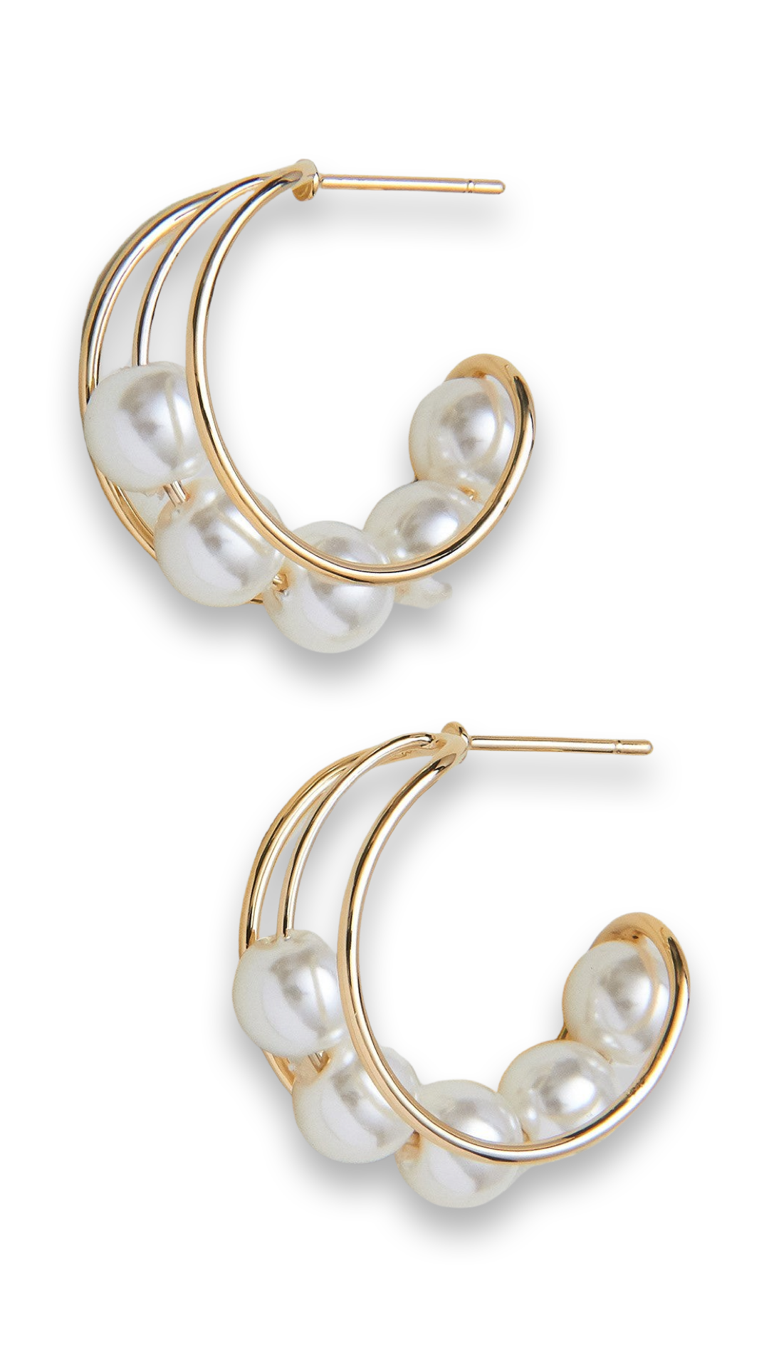 Gold Layered Pearl Hoop Earrings
